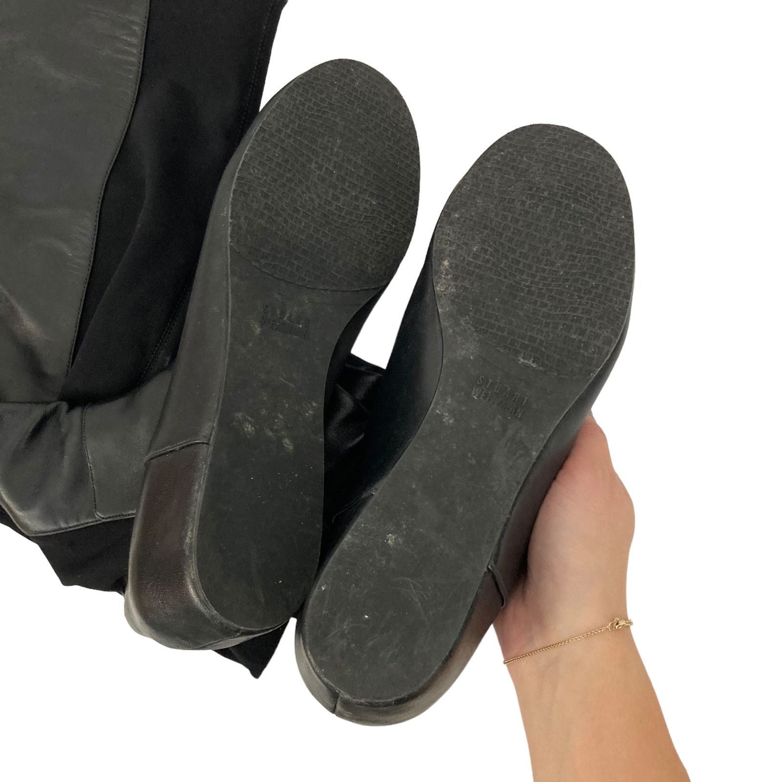 Stuart Weitzman Stuart Weitzman Black Leather Wedge Tall Boots Sz 10.5 Size US 10.5 / IT 40.5 - 3 Thumbnail