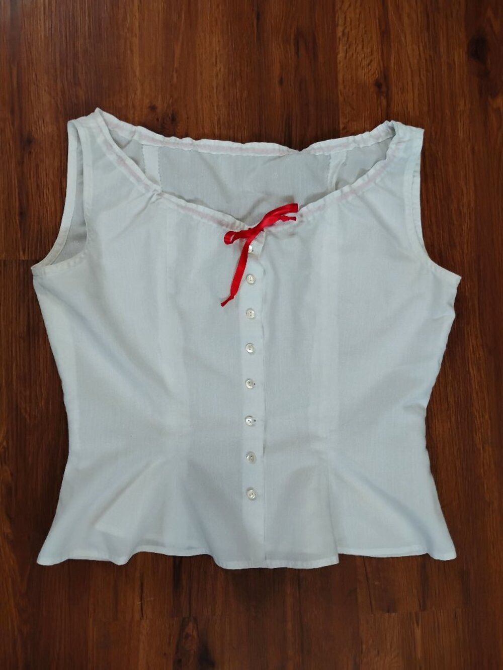 Other Vintage Cinch Collar Red Ribbon Blouse Crop Top Sleeveless Size M / US 6-8 / IT 42-44 - 1 Thumbnail