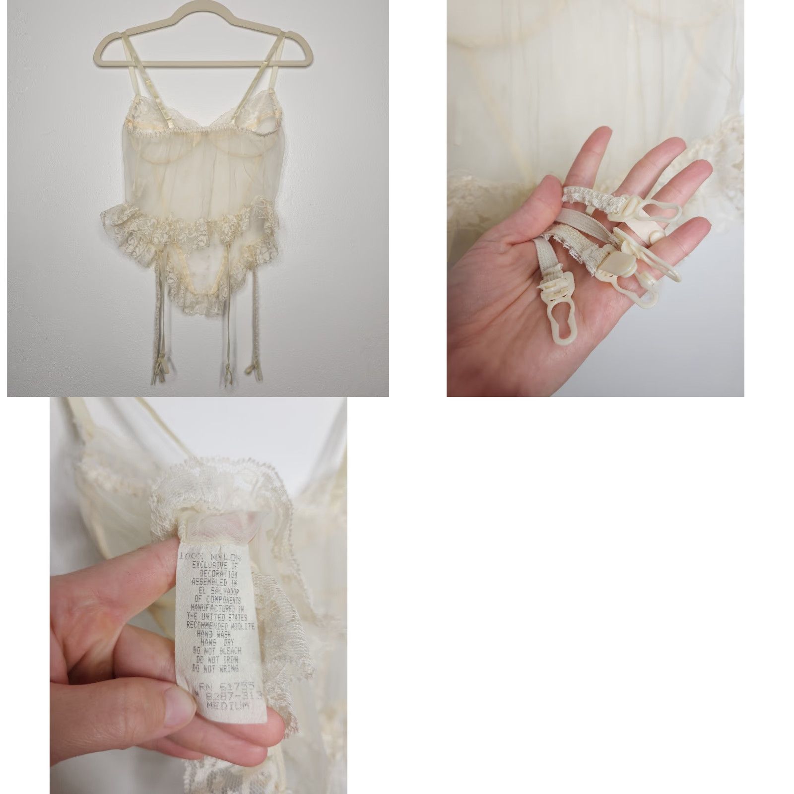 Vintage VINTAGE White Lace Floral Garter Bodysuit Teddy One Piece M Womens Size M / US 6-8 / IT 42-44 - 8 Thumbnail