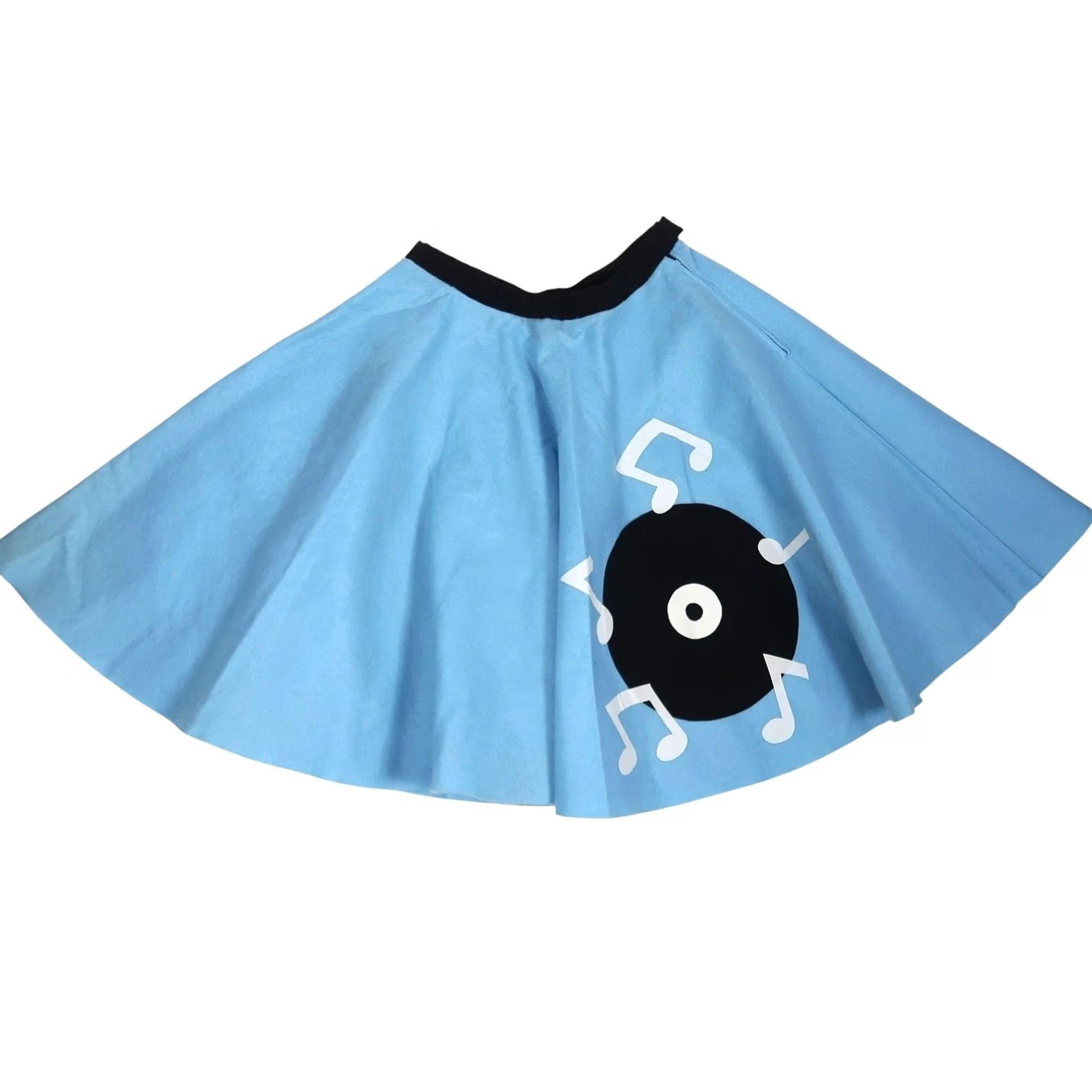 FELT VINTAGE 50s Style Blue Felt Poodle Skirt Costume Skirt Womens Small Blue 1950s Music Record Poodle Skirt Size 28" / US 6 / IT 42 - 2 Thumbnail
