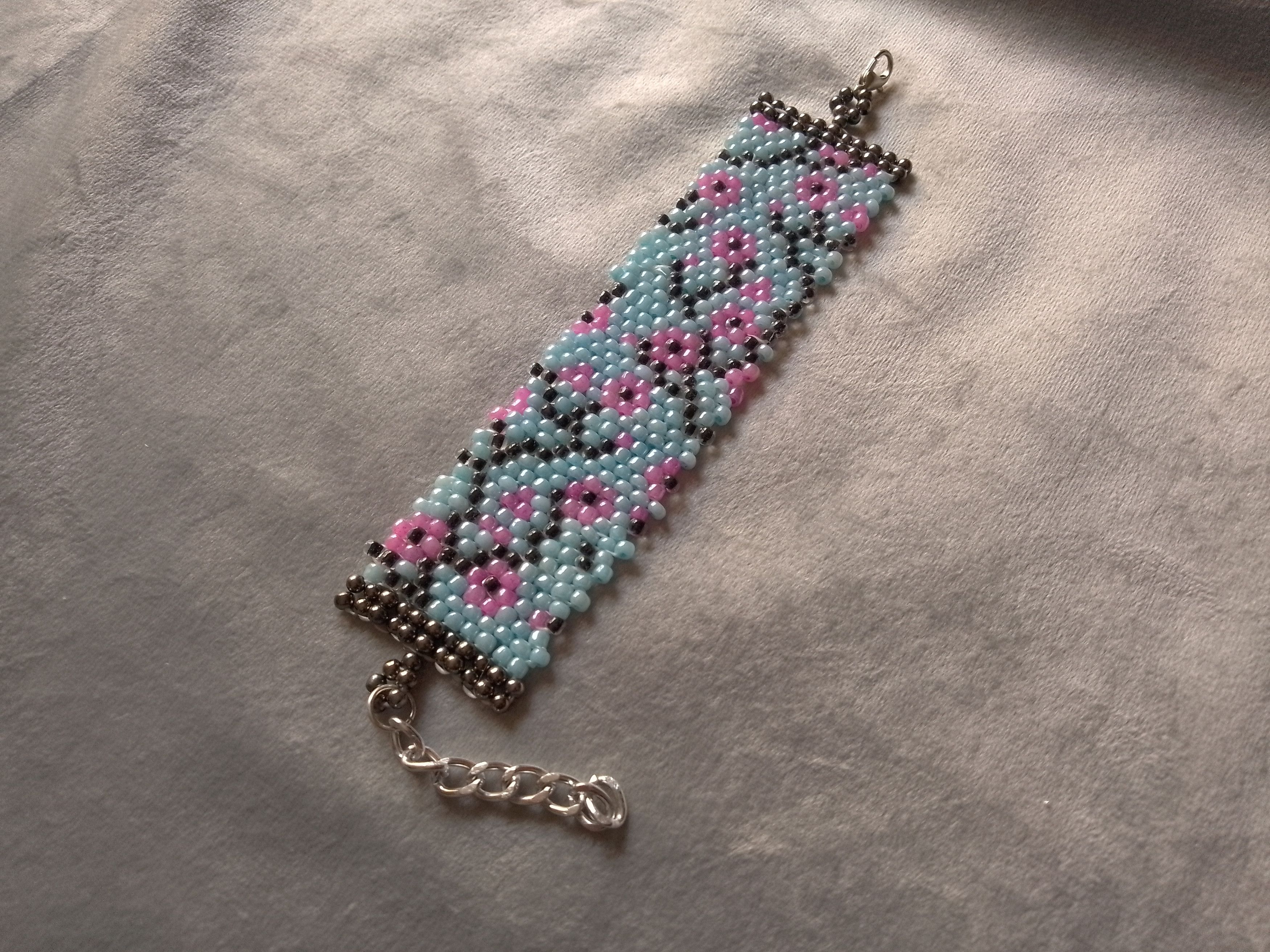 Handmade Bracelet Blue Beaded Japanese Style Pattern Size ONE SIZE - 1 Thumbnail