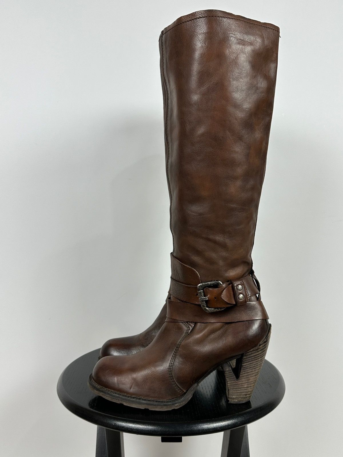 A.S.98 A.S.98. Airstep Brown Leather Knee High Boots Moto Style Size US 9 / IT 39 - 1 Thumbnail