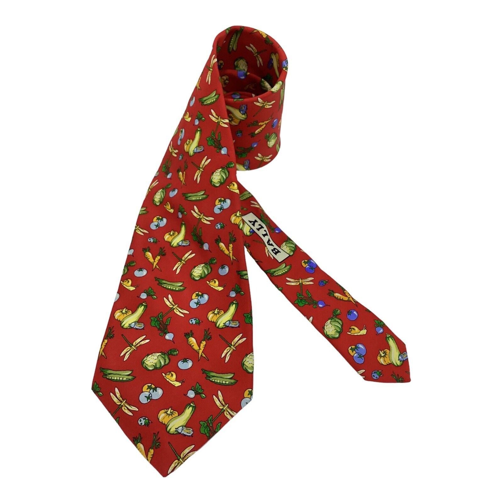 Bally BALLY Vegetable & Insect Print Silk Tie Made In Switzerland Size ONE SIZE - 1 Thumbnail