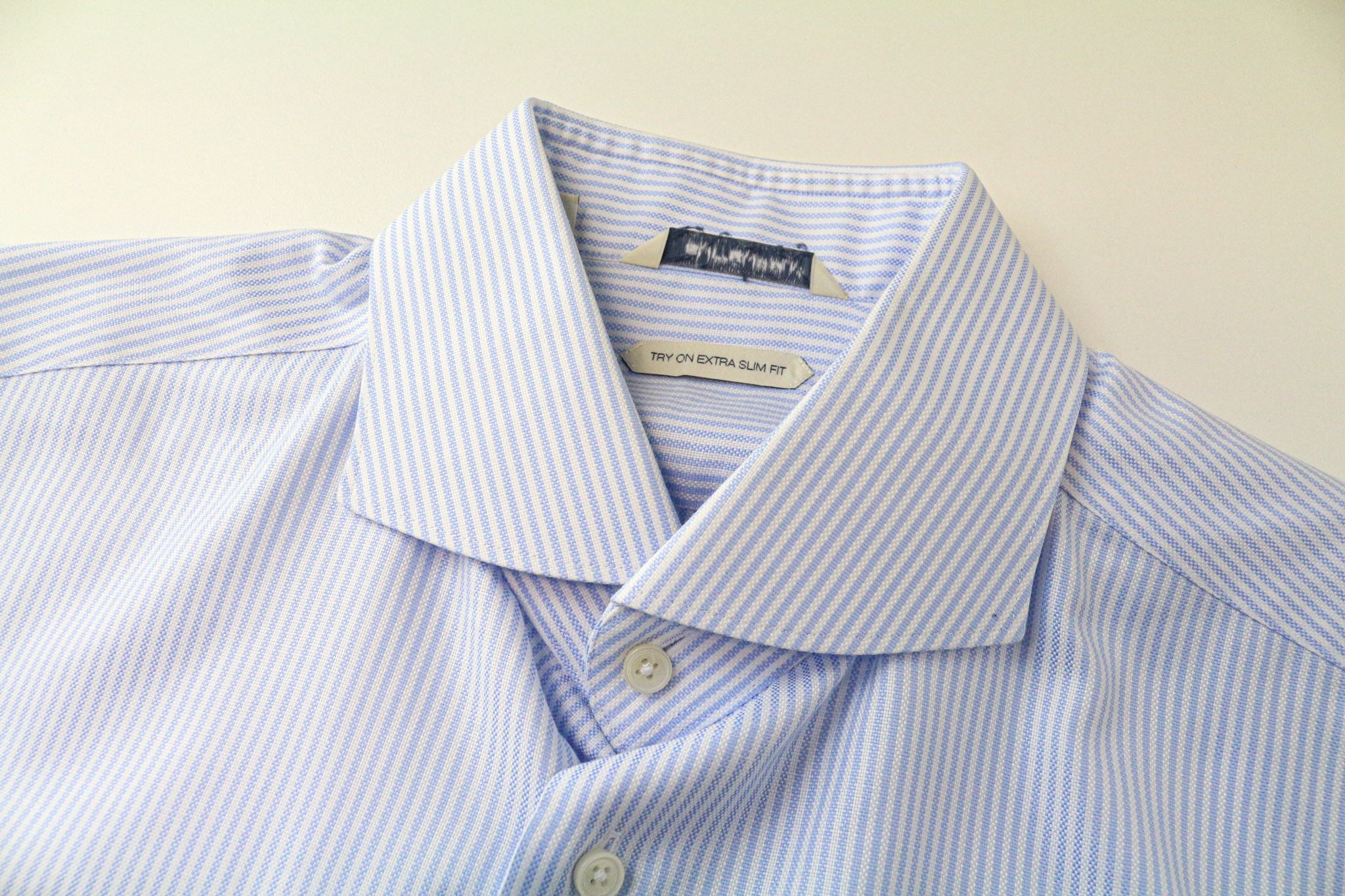 Suitsupply 42/16 1/2 Blue Cotton Extra Slim Striped Shirt 77427 Size 42R - 3 Thumbnail