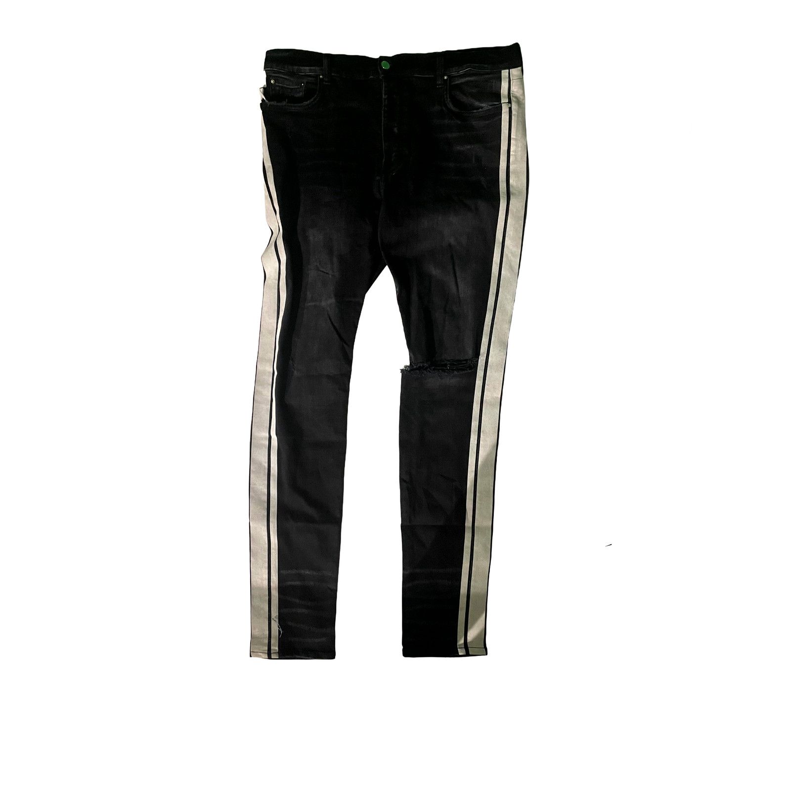 Amiri Amiri Black Wash & White Stripe Jeans Size US 38 / EU 54 - 1 Thumbnail