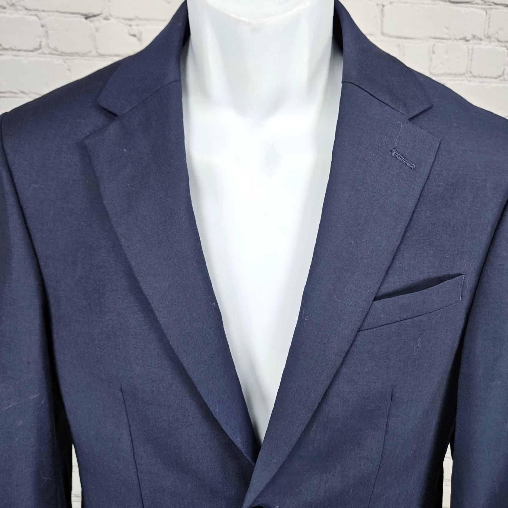 Doublet Moss London Navy Slim Fit V2 2 Button Double Vented Notch Blazer Sport Coat 36S Size 36R - 7 Thumbnail