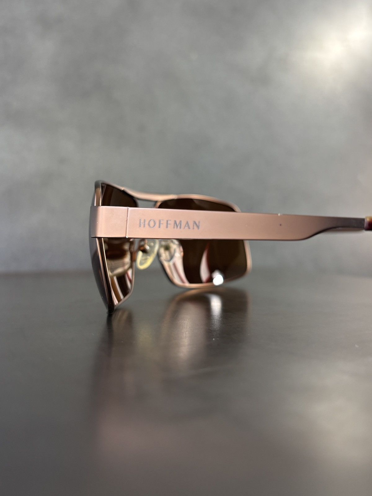Designer Hoffman Sunglasses Aviators Bronze Metal Wrap Shield 90s Size ONE SIZE - 6 Thumbnail