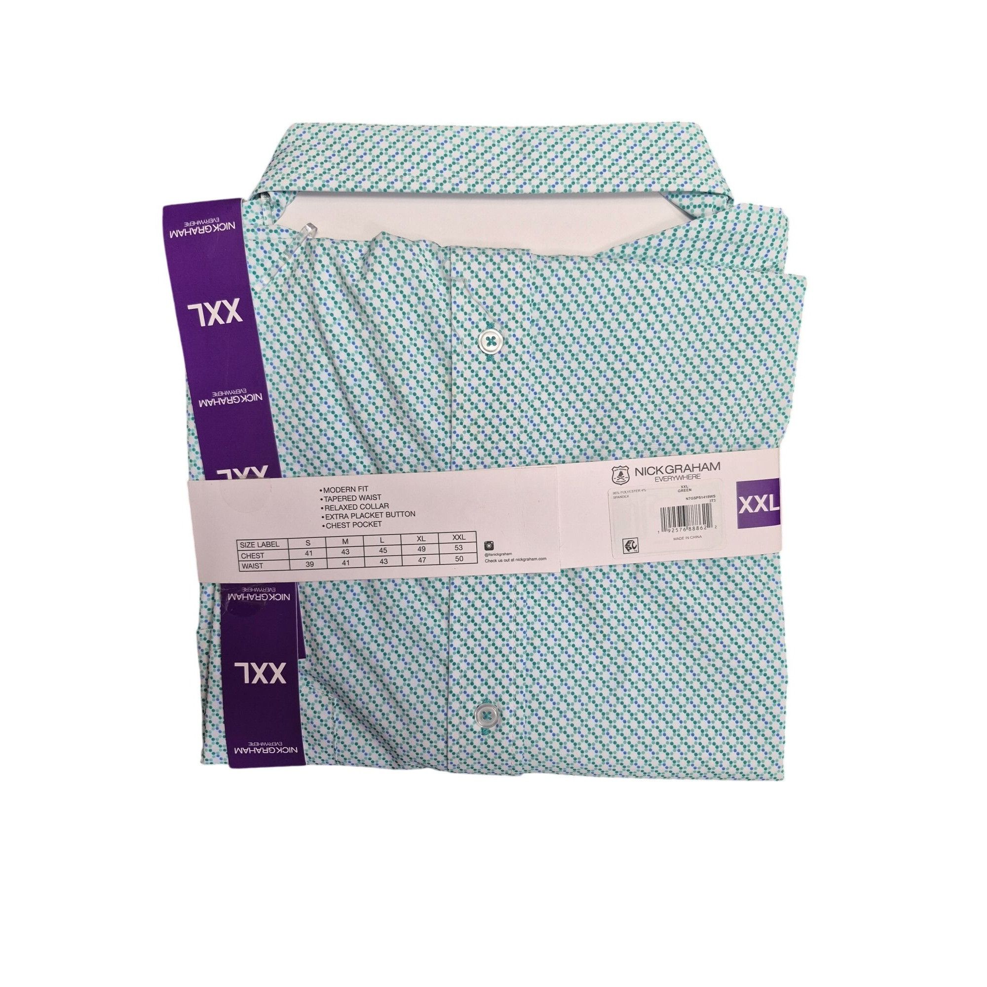 Other Nick Graham Mens Performance Stretch Sport Shirt XXL Green Size US XXL / EU 58 / 5 - 4 Thumbnail