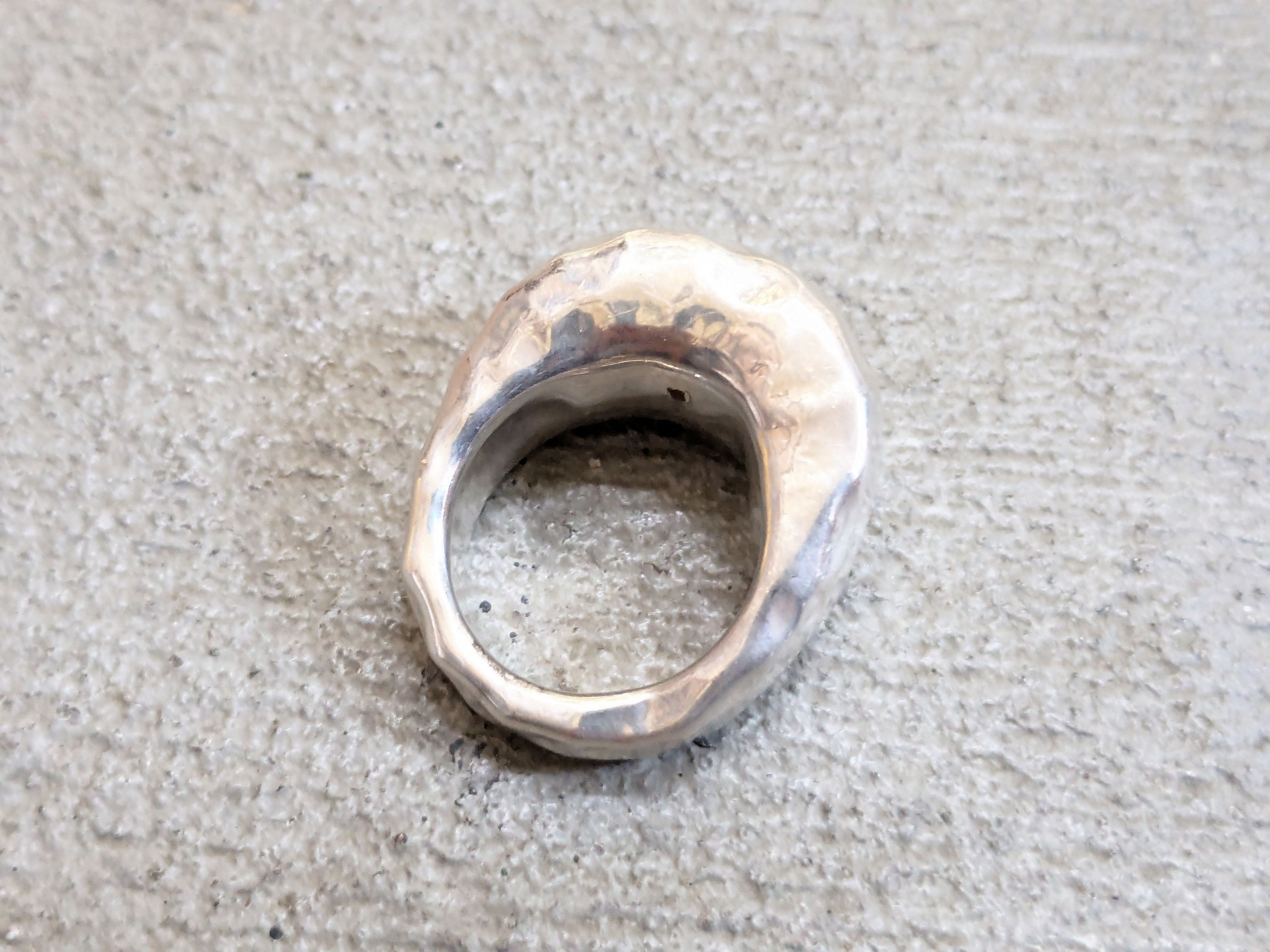 Jewelry Vintage Sterling Silver Ring 7 Modern Hammered Abstract Size ONE SIZE - 6 Thumbnail