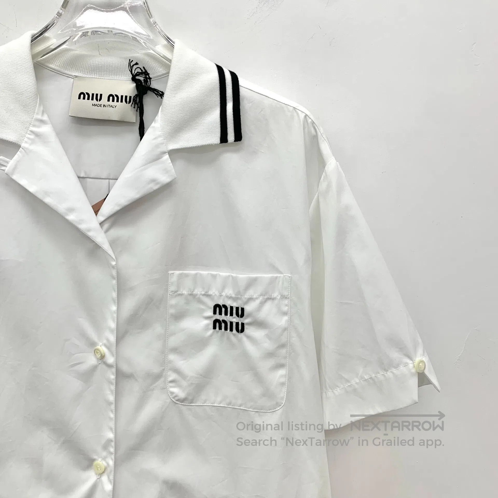 Miu Miu Miu Miu White logo letter embroidery cotton lapel single-b Size XS / US 0-2 / IT 36-38 - 3 Thumbnail