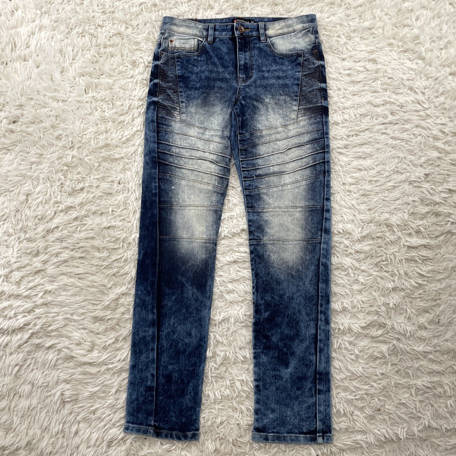 Southpole SOUTHPOLE Jeans Men 32x31 Y2k Streetwear Acid Fade Wash Blue Hip Hop Moto Denim Jeans Size US 33 - 2 Thumbnail