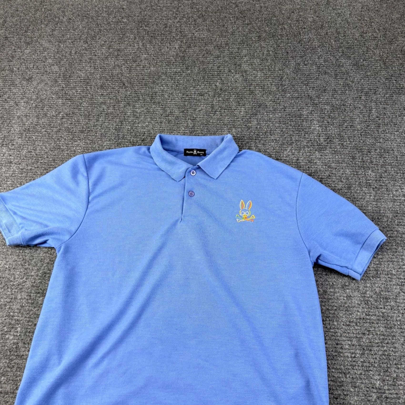Psycho Bunny Psycho Bunny Polo Shirt Mens XL Blue Solid Cotton Poly Pique Knit Logo Casual Size US XL / EU 56 / 4 - 2 Thumbnail