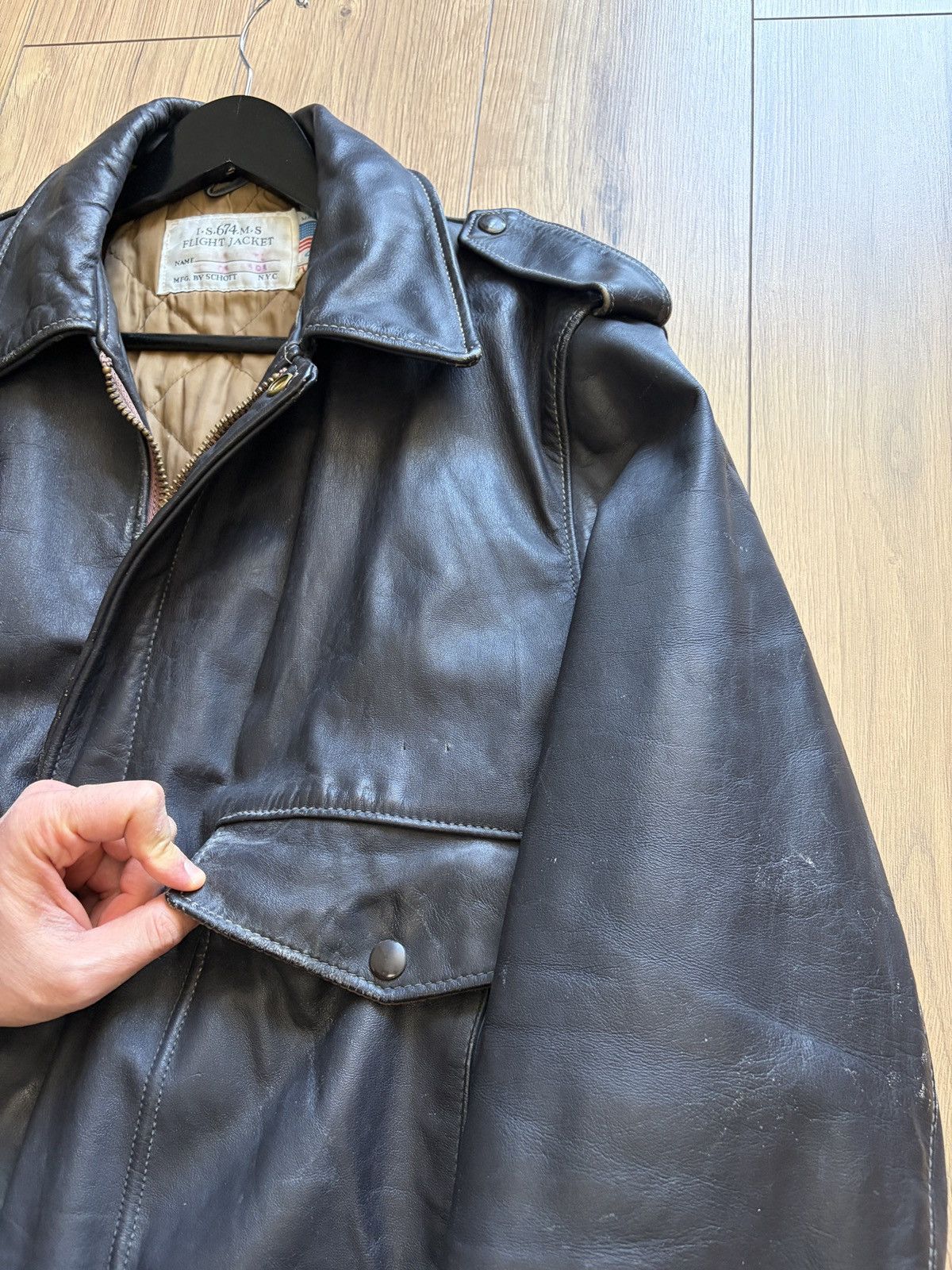 Schott 🇺🇸Schott USA is 674 ms Flight Leather Bomber Jacket Size US L / EU 52-54 / 3 - 12 Thumbnail