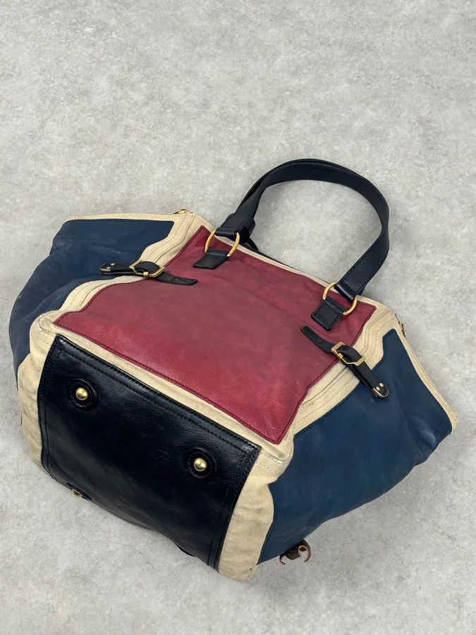 Yves Saint Laurent 2000s Yves Saint Laurent Burgundy Leather Colorblock Handle Bag Size ONE SIZE - 11 Thumbnail