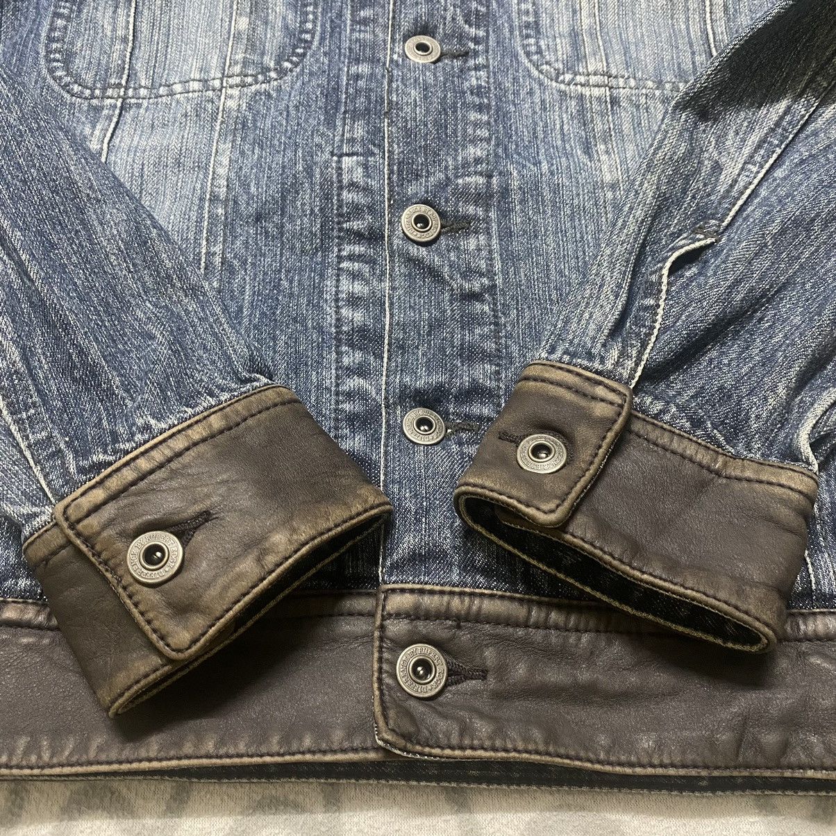 Le Grande Bleu (L.G.B.) Difference Rupert Denim Jacket Leather Trimmed LGB Size US M / EU 48-50 / 2 - 12 Thumbnail
