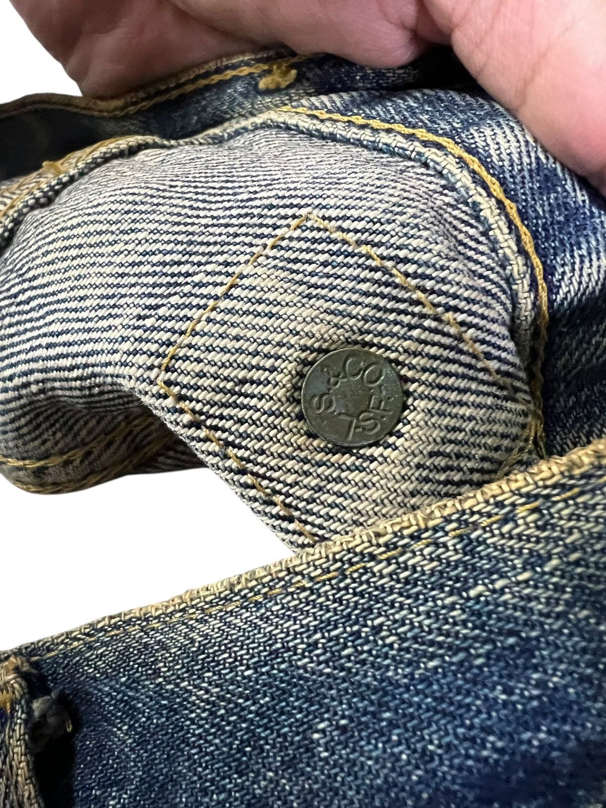 Levi's Vintage Levis 702 Big E Repaired Selvedge Backle Back Jean Size US 29 - 19 Thumbnail