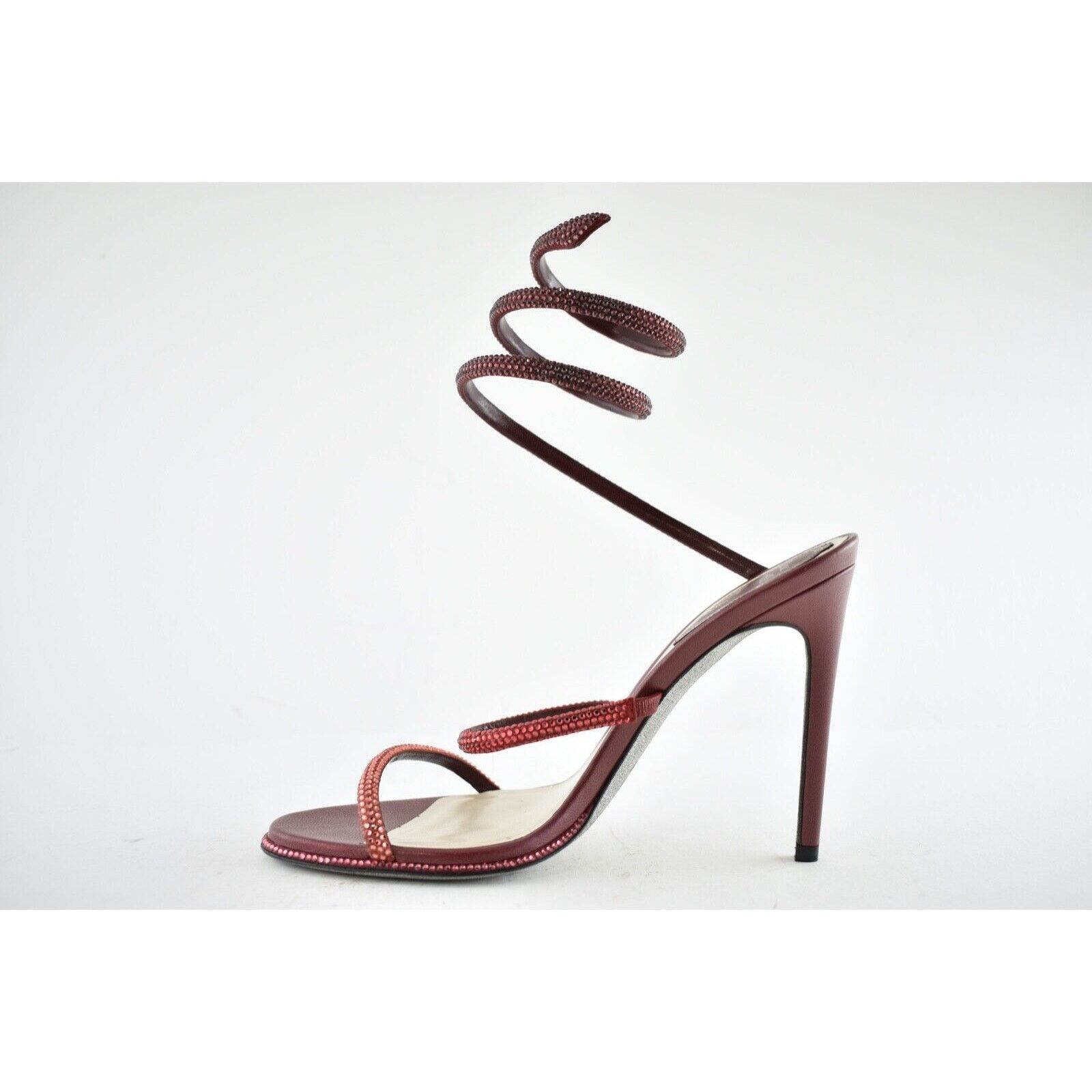 Rene Caovilla Cleo Bordeaux Strappy Ankle Wrap Sandal Heel Pump 36.5 Size US 6.5 / IT 36.5 - 9 Thumbnail