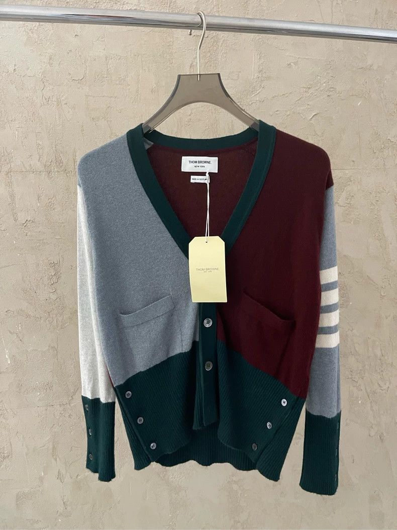 Thom Browne Thom browne Colorful stitching four-striped cashmere cardig Size US M / EU 48-50 / 2 - 1 Thumbnail