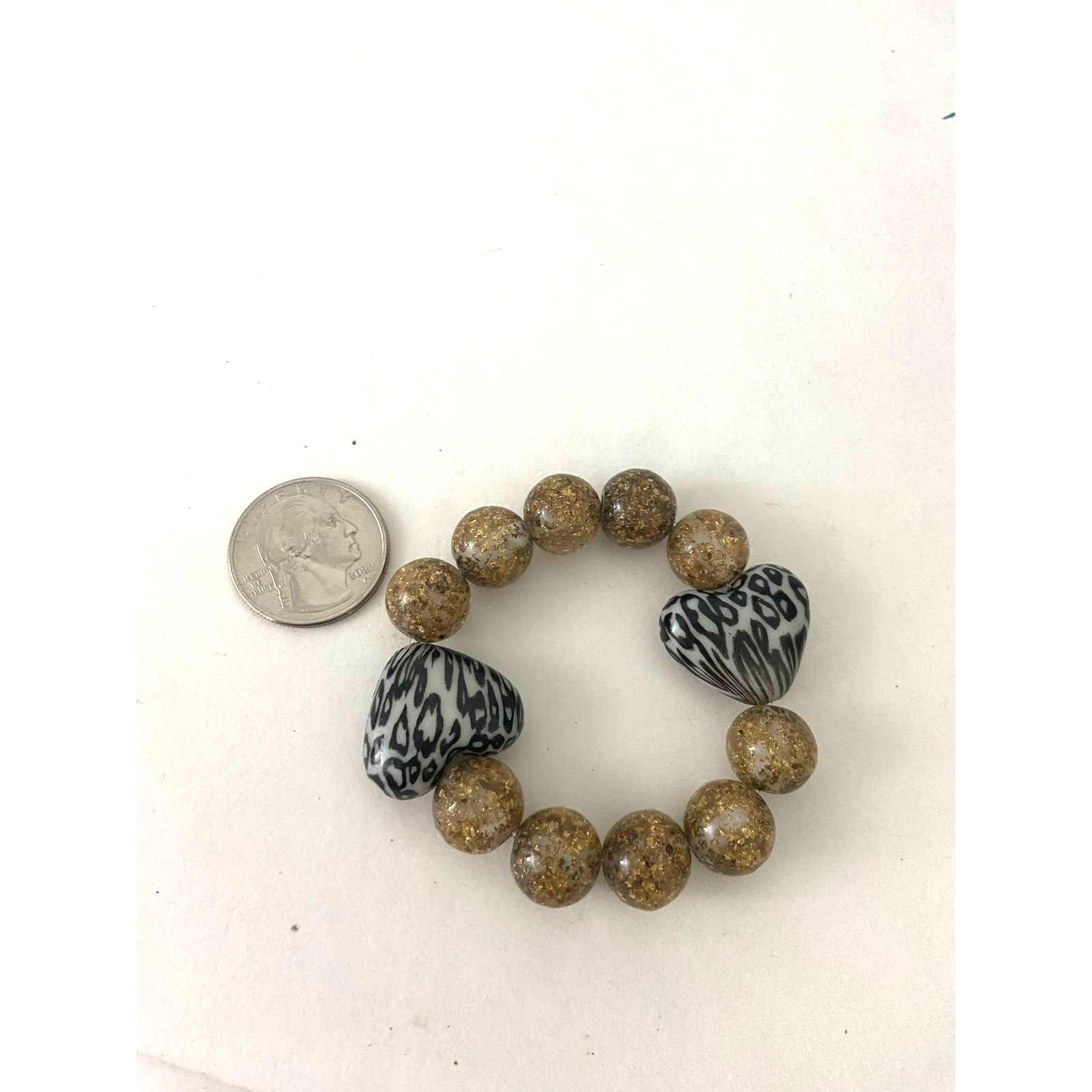 Handmade Handmade cracked gold and cheetah print heart bracelet Size ONE SIZE - 3 Thumbnail