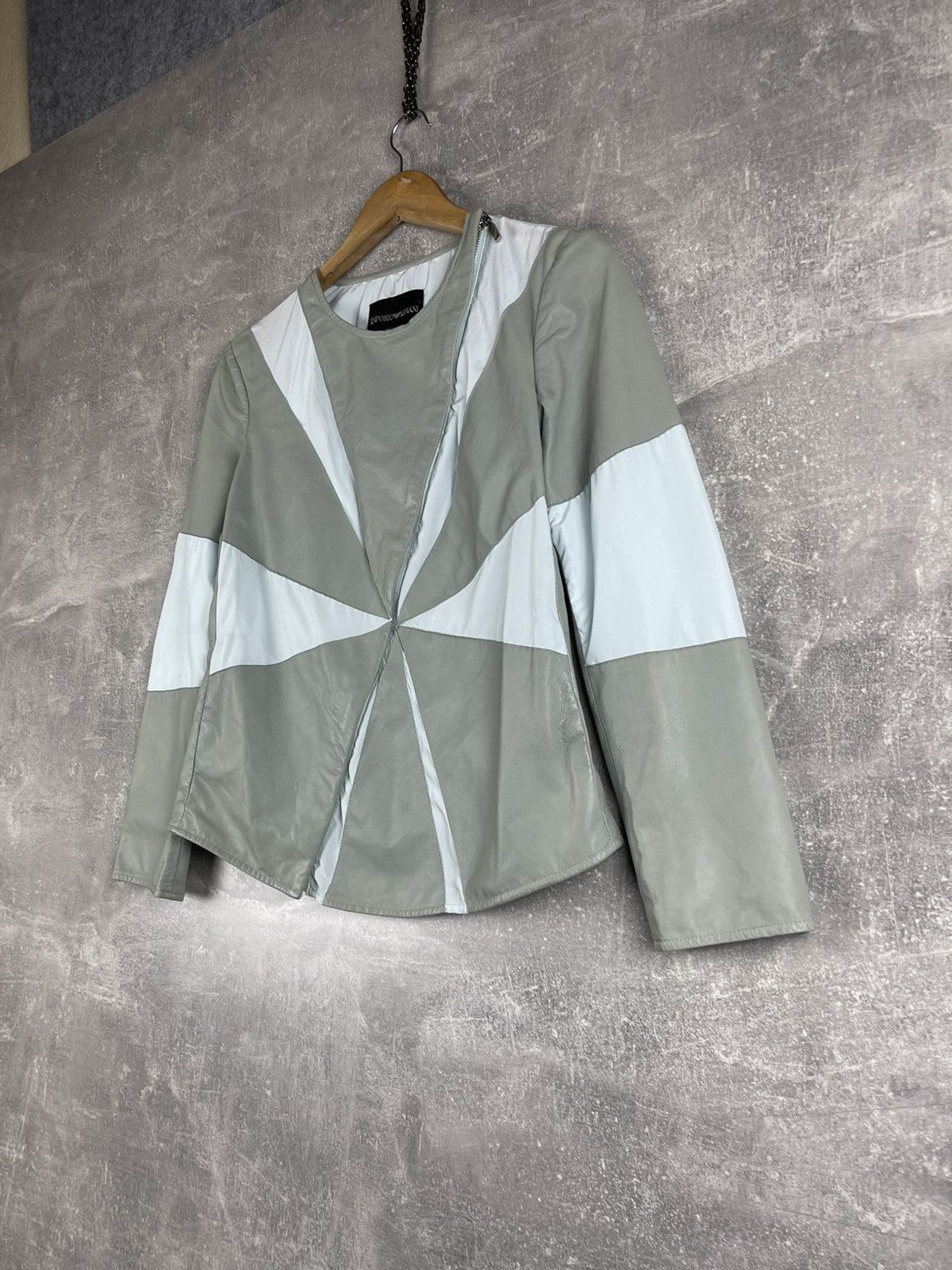 Emporio Armani Emporio Armani Leather Nylon Geometric Panel Jacket Size S / US 4 / IT 40 - 2 Thumbnail