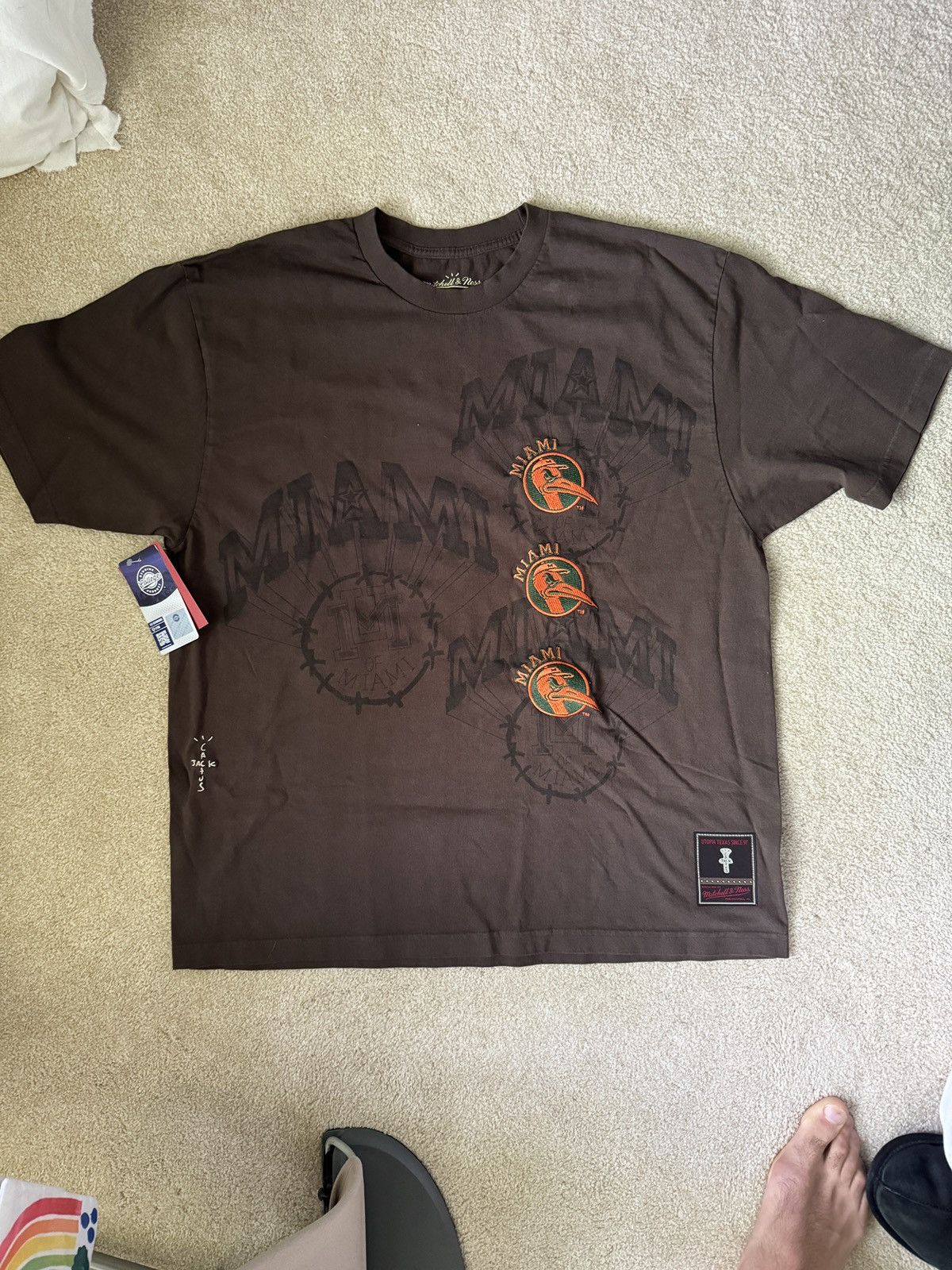 image of Mitchell Ness x Travis Scott Cactus Jack X Mitchell & Ness X University Of Miami in Brown (Size XL)