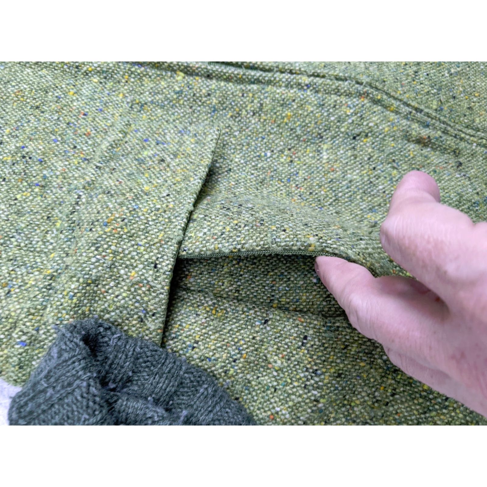 Vintage Relativity Womens Jacket Coatigan S Green Tweed Wool Blend Zip Hood Size S / US 4 / IT 40 - 4 Thumbnail