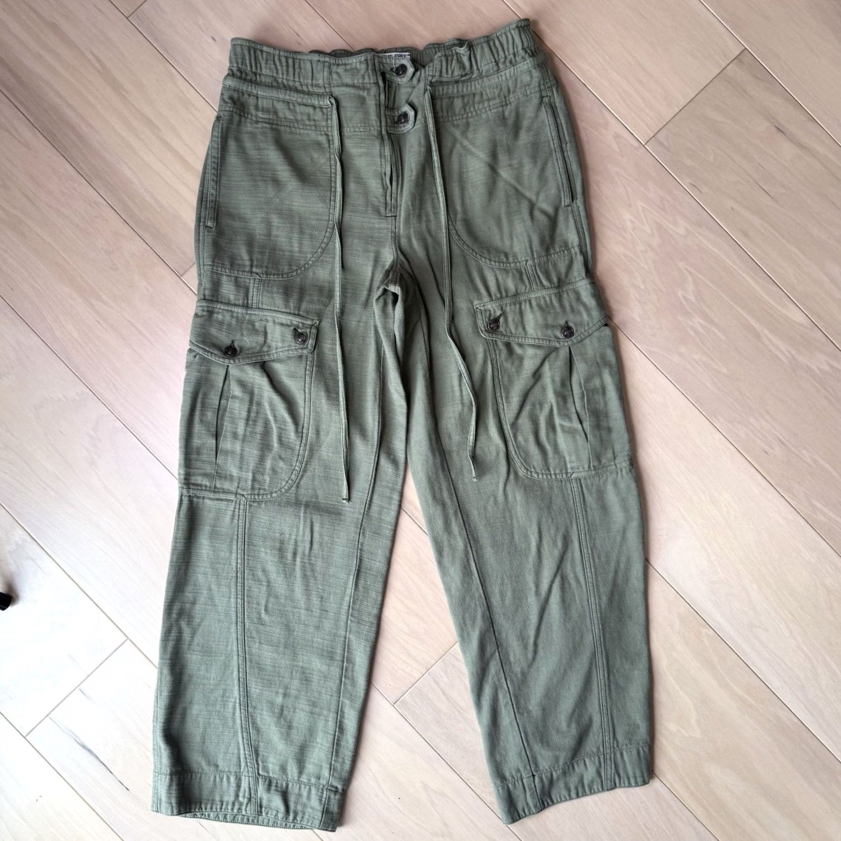 Free People Free People Tahiti Pull On Cargo Pants Women's Medium Green Wide-Leg Casual Pant Size 32" / US 10 / IT 46 - 2 Thumbnail