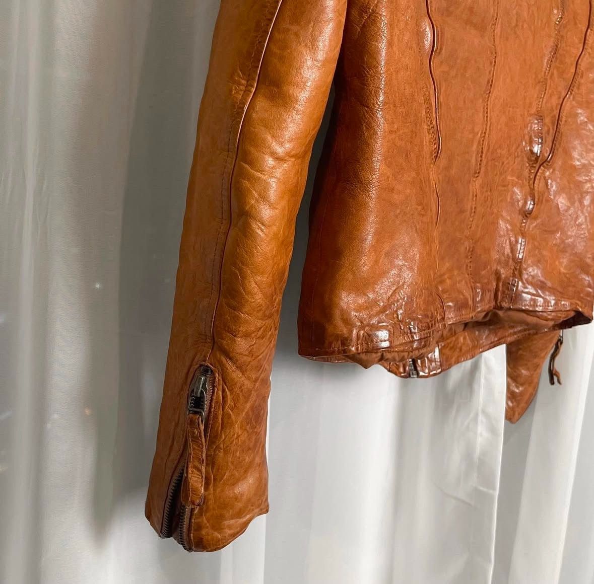 GOA Raccoon Fur Cropped Leather Jacket 2000's