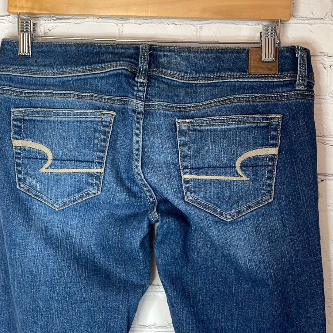 Vintage American Eagle Women’s Slightly Distressed Slim Bootcut Jeans 8 Blue Size 30" / US 8 / IT 44 - 7 Thumbnail