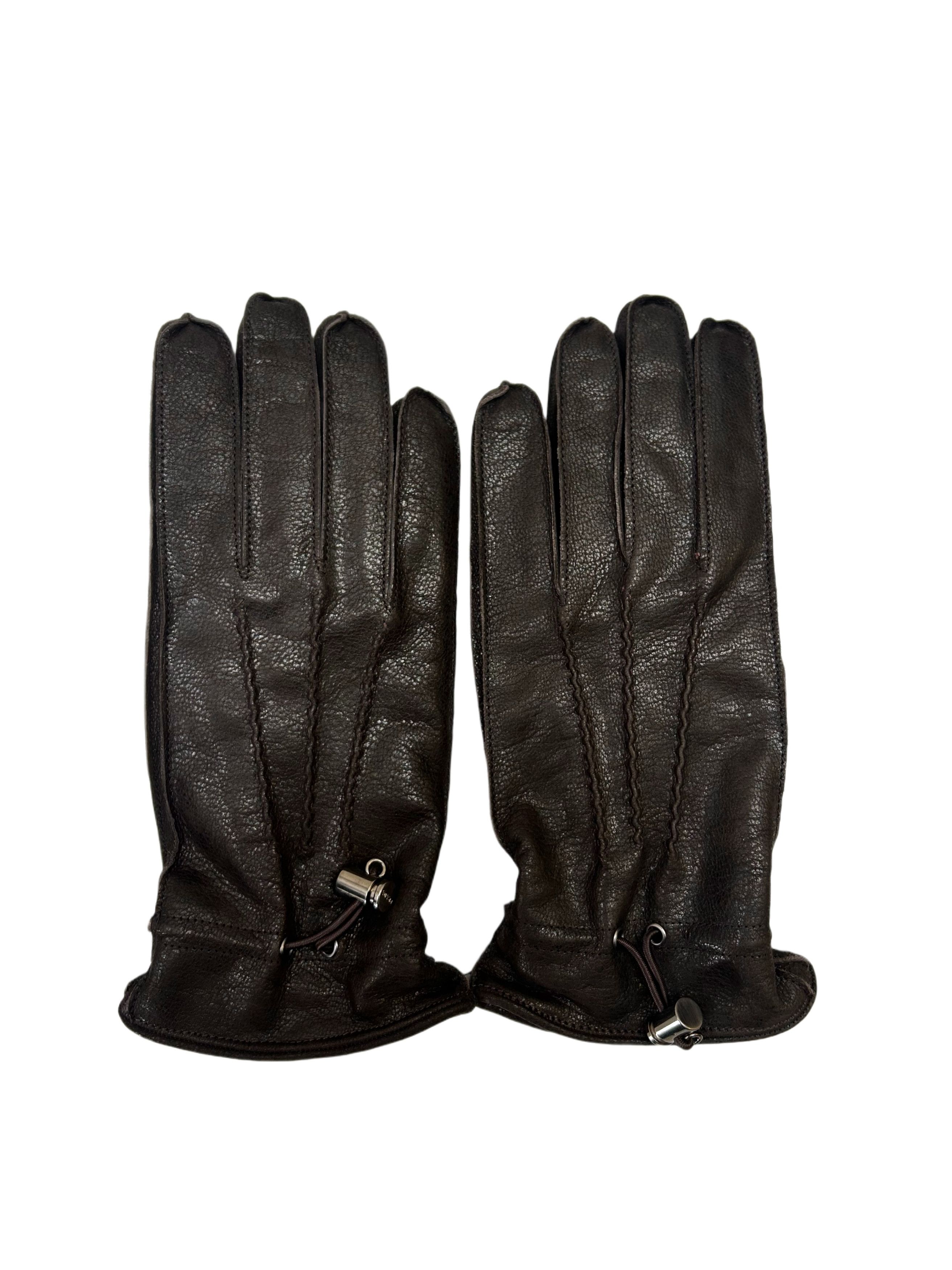 Prada Prada Black Lined Leather GlovesWithElasticToggle FastSIZE10 Size ONE SIZE - 1 Thumbnail