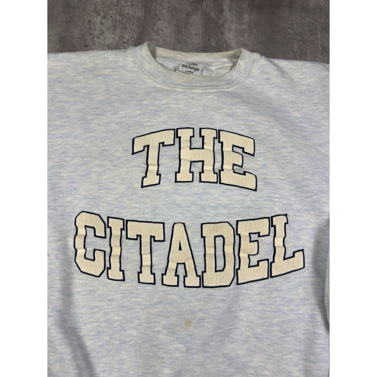 Vintage VINTAGE The Cotton Exchange Pullover Sweatshirt Mens XL Blue 90s University College Graphic Print Cotton Fleece Drawstring Logo Guitar? Size US XL / EU 56 / 4 - 3 Thumbnail