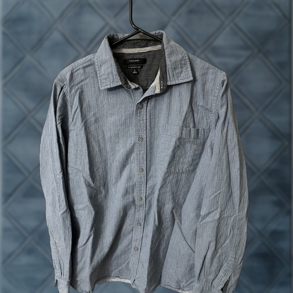Vintage Tahari Mens Button-Down Shirt Blue Flannel Cotton Long Sleeve L Size Size US L / EU 52-54 / 3 - 1 Thumbnail