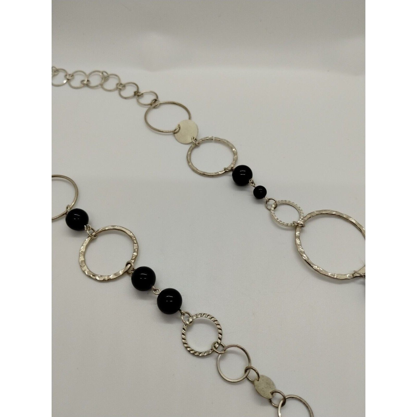 Vintage Silver Tone - Black Beaded Long Necklace Size ONE SIZE - 3 Thumbnail