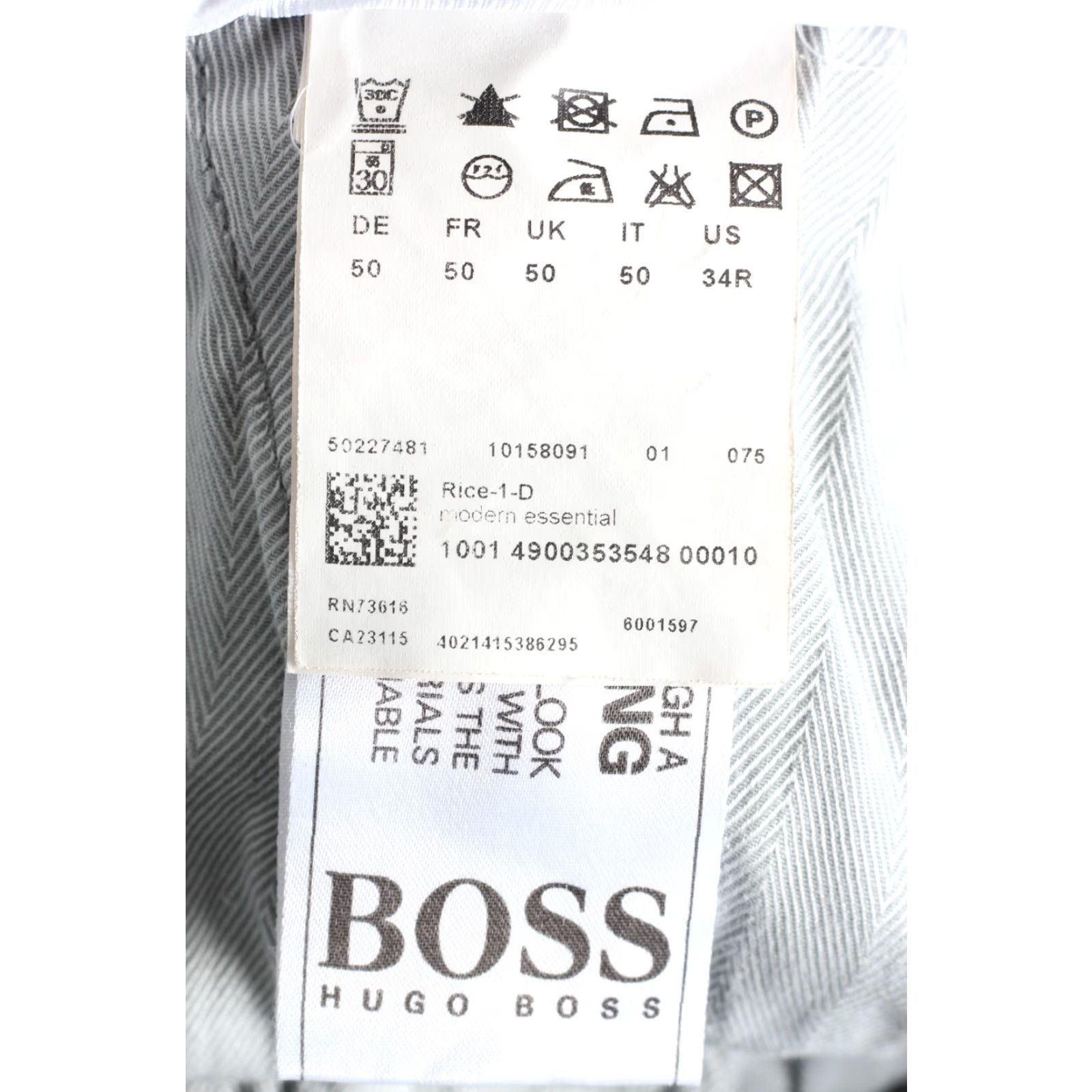 Hugo Boss HUGO BOSS Slim Chino Pants Trousers Men Size 50 34R / L30" Grey Cotton Elastane Stretch Casual VINTAGE? Size US 34 / EU 50 - 6 Thumbnail