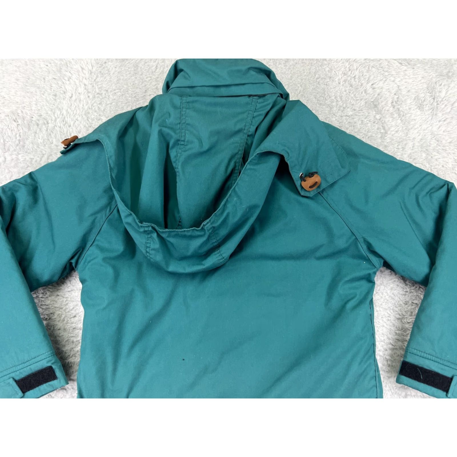 Vintage Woolrich Jacket Womens M Teal Hooded Pockets Winter Coat Polyester Knit All Seasons Long Sleeve Modern Overcoat Casual Everyday Size M / US 6-8 / IT 42-44 - 6 Thumbnail