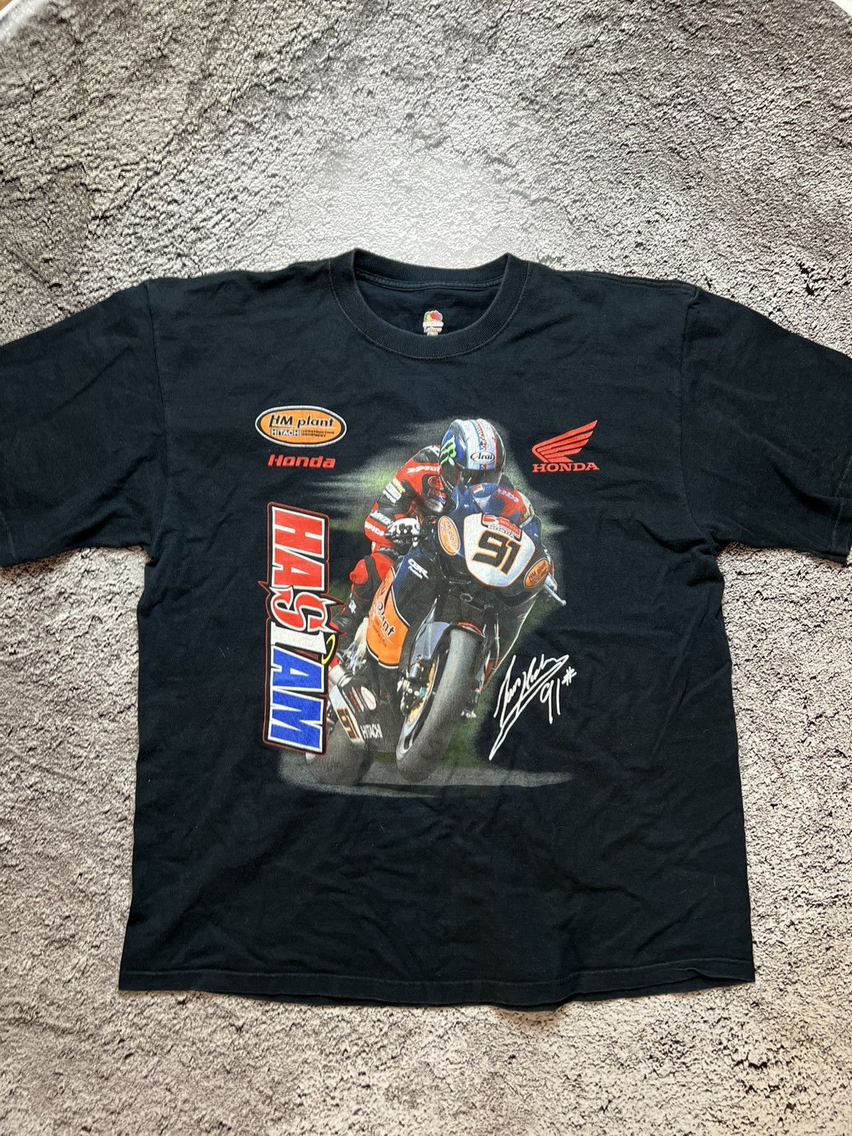Fruit Of The Loom VTG 90’s Honda motosport Leon Haslam 91 vintage t shirt Size US XL / EU 56 / 4 - 1 Thumbnail
