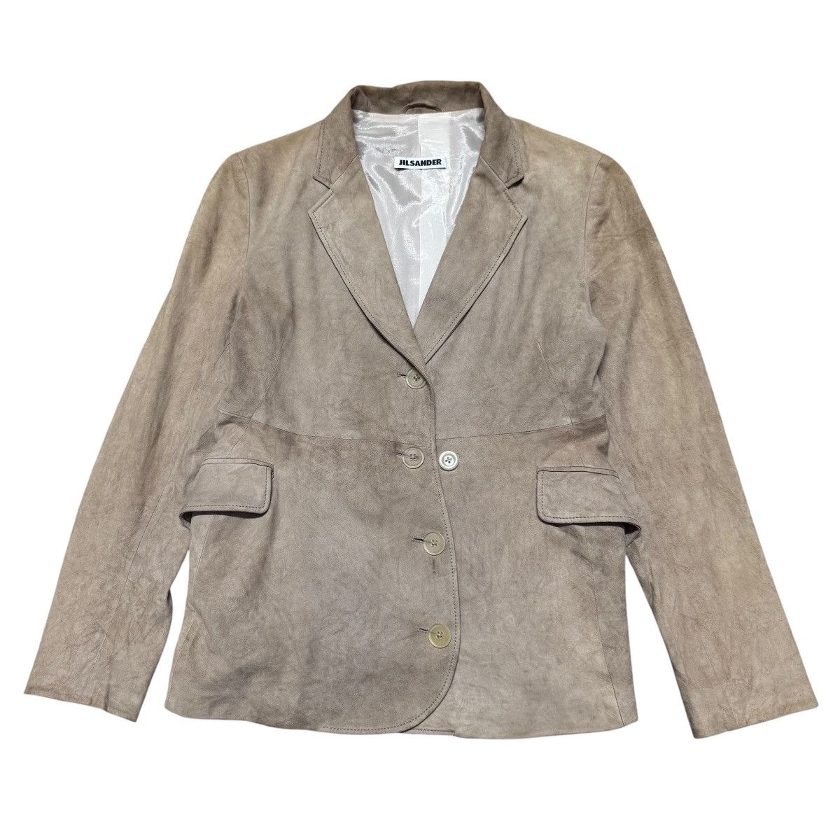 Jil Sander Jil Sander Suede Leather Blazer Jacket Beige Size XS / US 0-2 / IT 36-38 - 1 Thumbnail