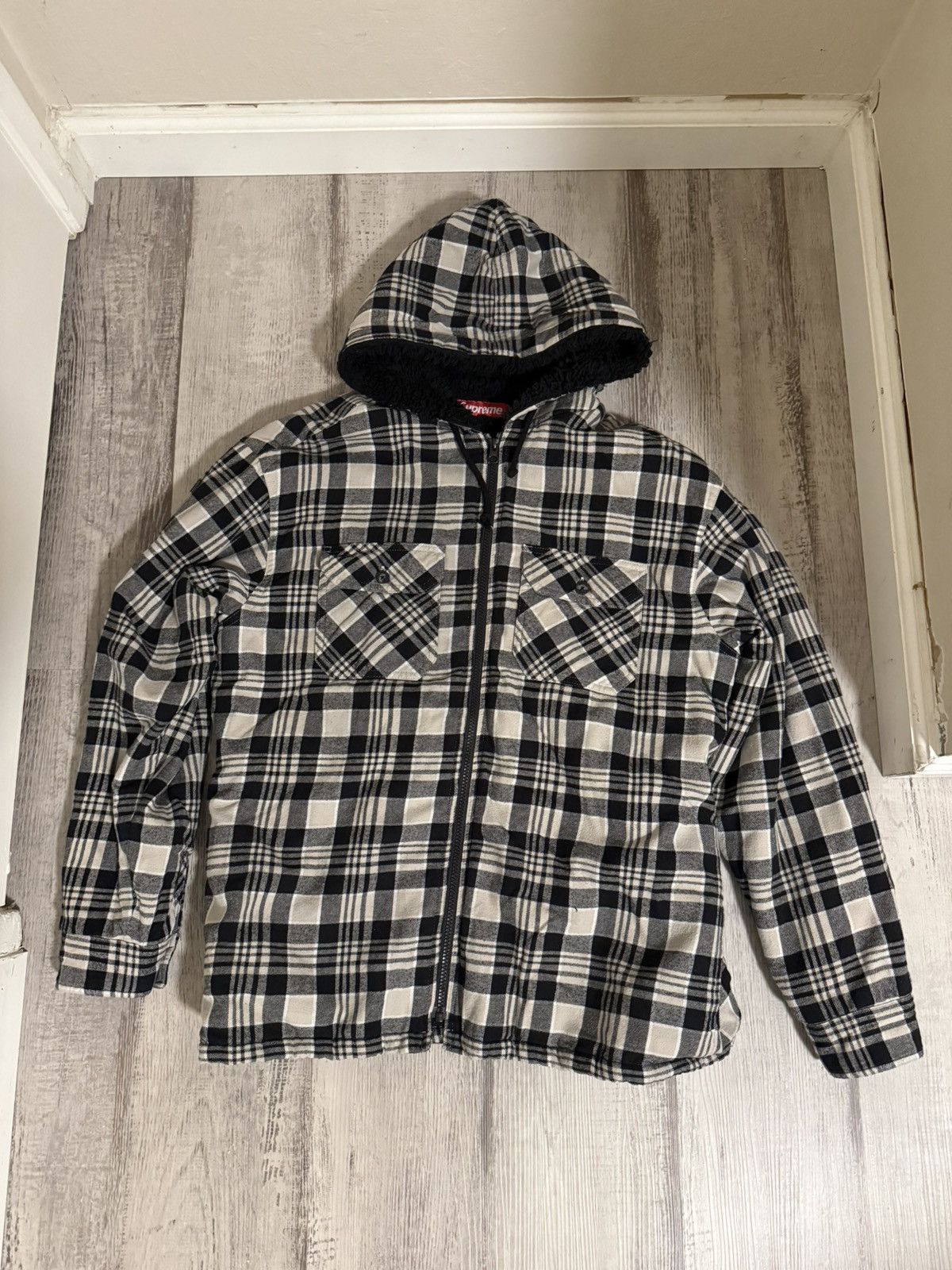 Supreme Supreme hooded shadow plaid flannel | Grailed