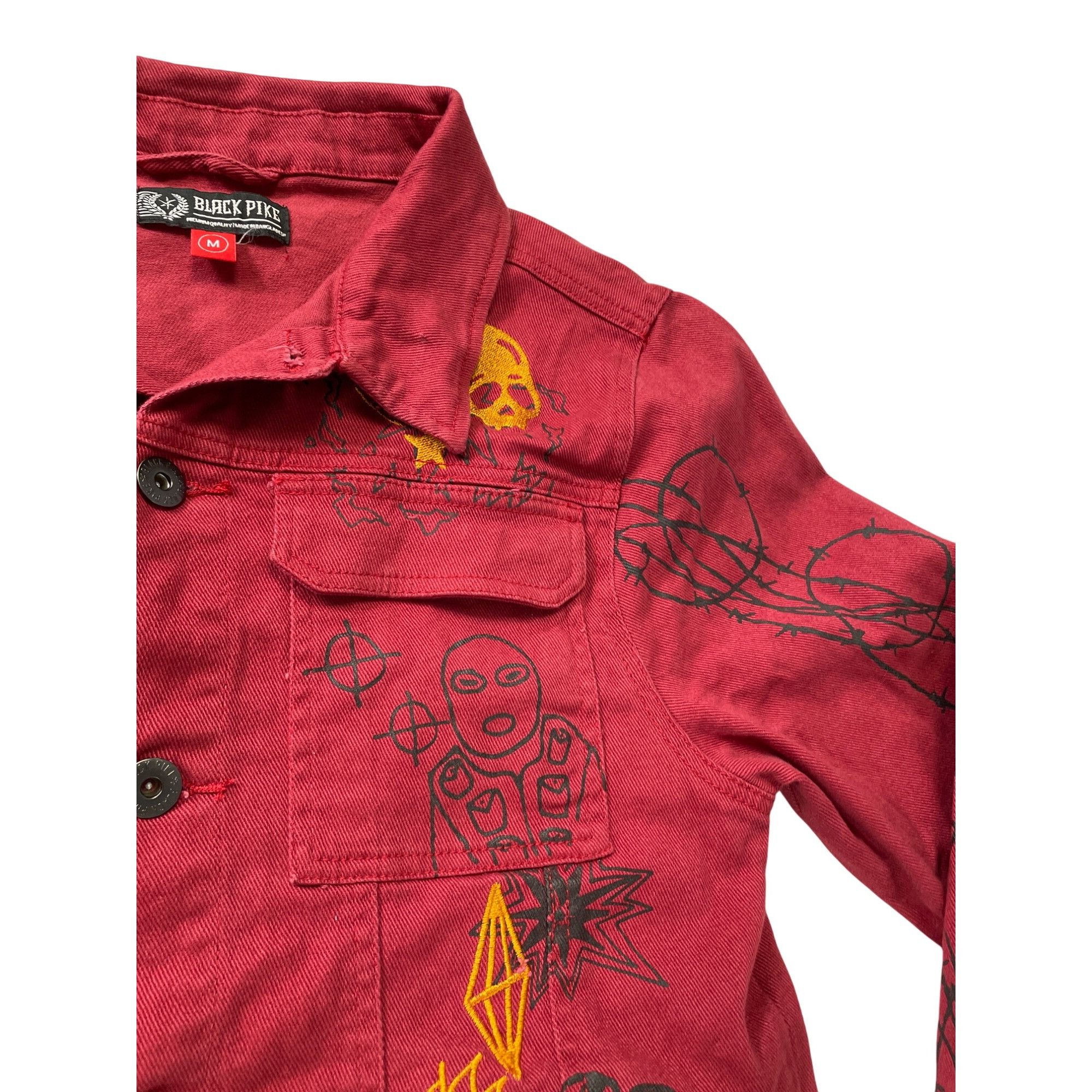 Other Black Pike Womens Red Denim embroided graphic jacket size M Size M / US 6-8 / IT 42-44 - 4 Thumbnail