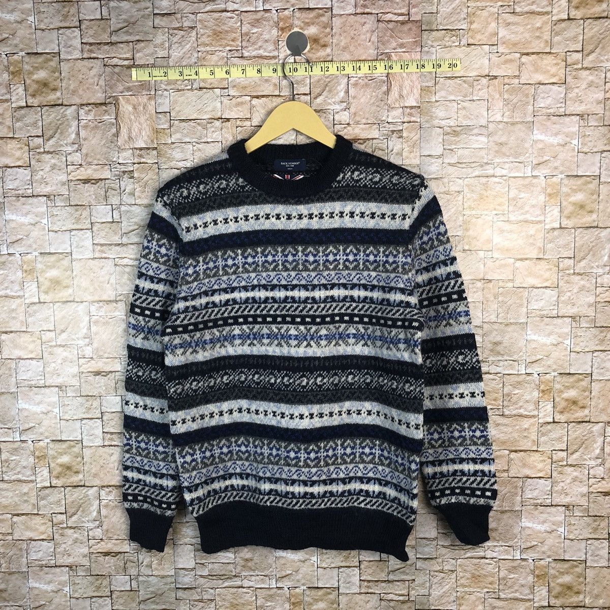 Homespun Knitwear × Japanese Brand × Vintage Back Number art Blue Knitwear like coogi #A773 Size M / US 6-8 / IT 42-44 - 1 Thumbnail