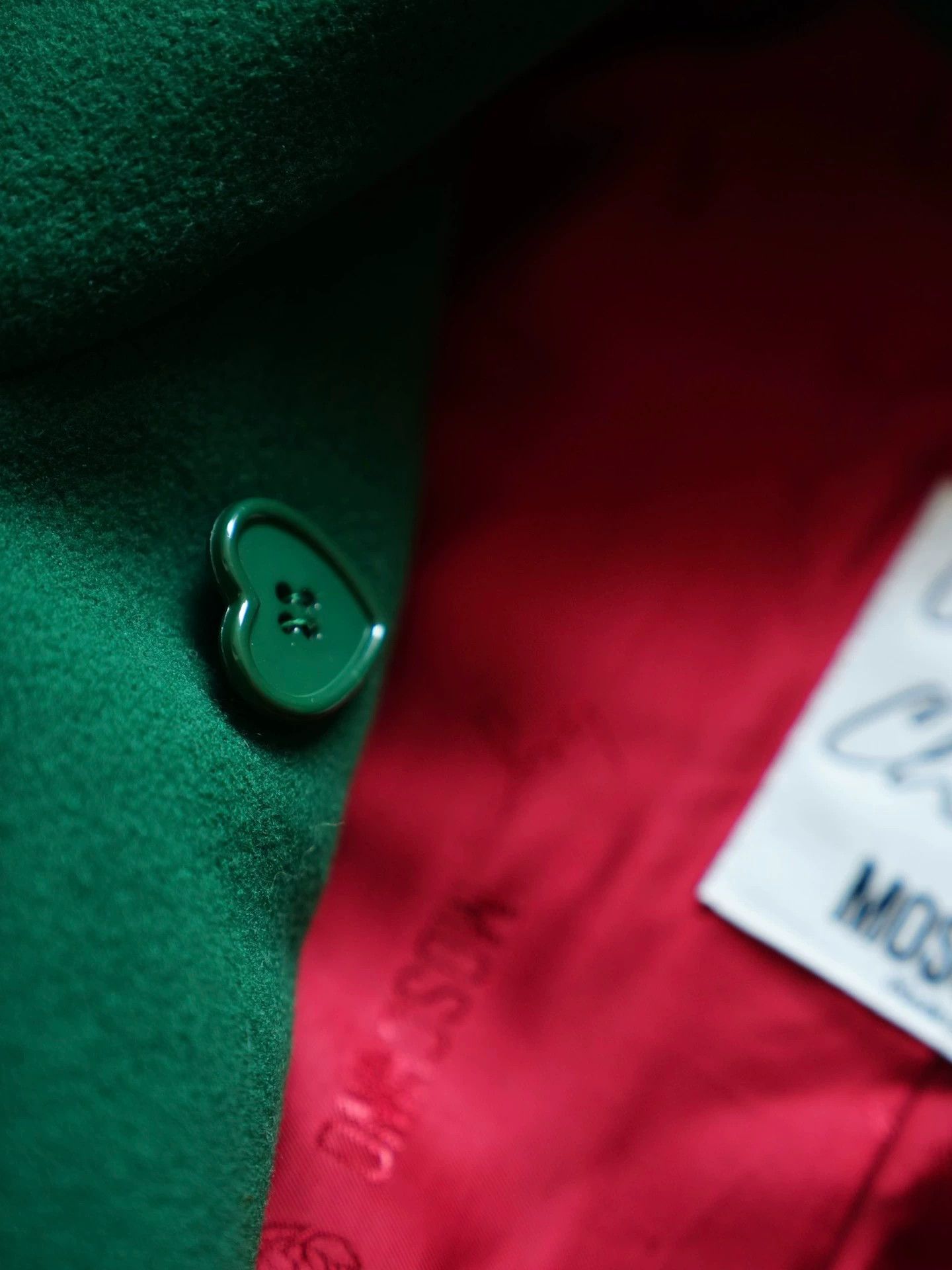 Moschino Moschino Oversized Red & Green Gold-Buttoned Wool Short Coat Size M / US 6-8 / IT 42-44 - 5 Thumbnail