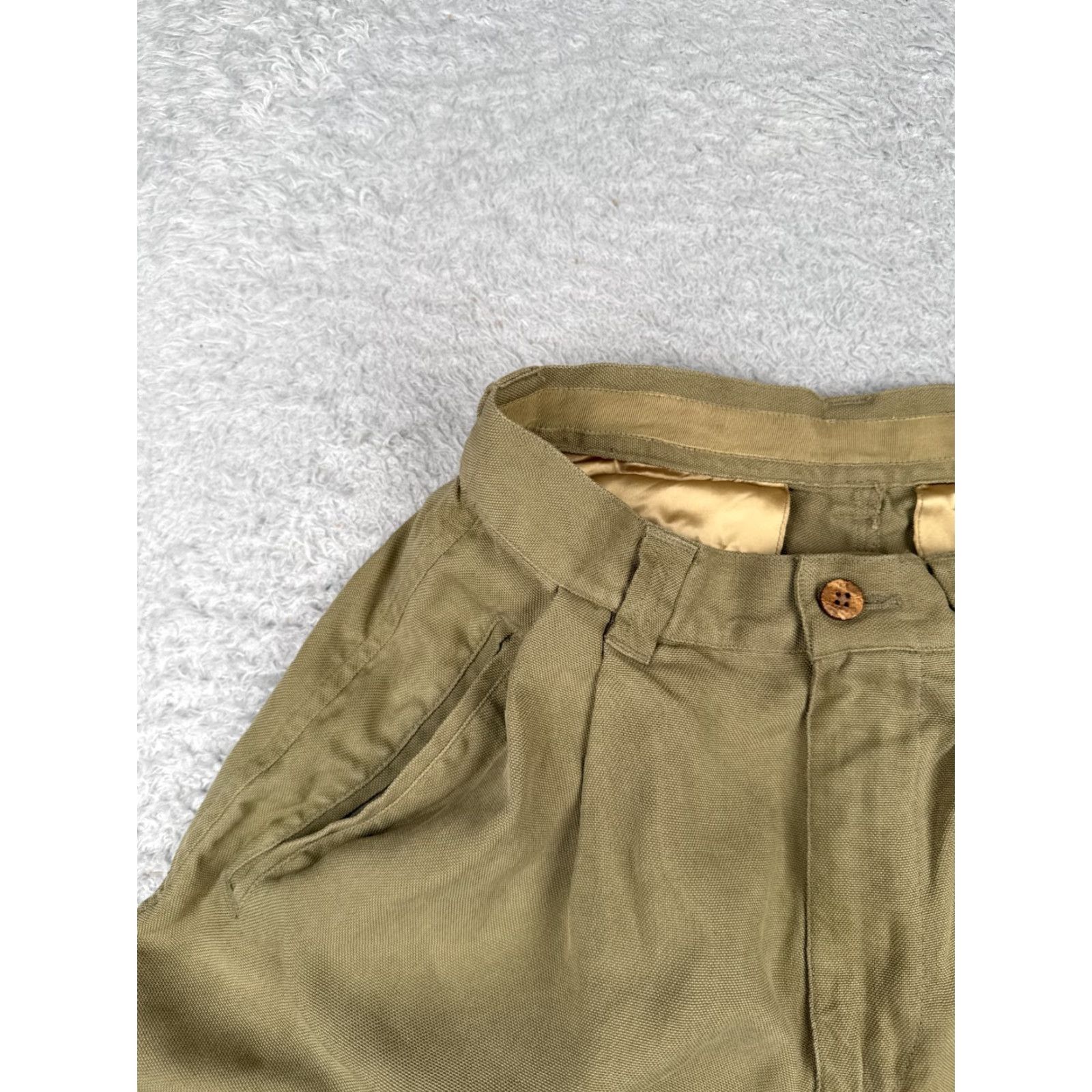 Tommy Bahama VINTAGE Tommy Bahama Shorts Women Bermuda 2 Green Silk Cotton Blend High Rise Casual Travel 24Wx4 Girls Size 26" / US 2 / IT 38 - 4 Thumbnail