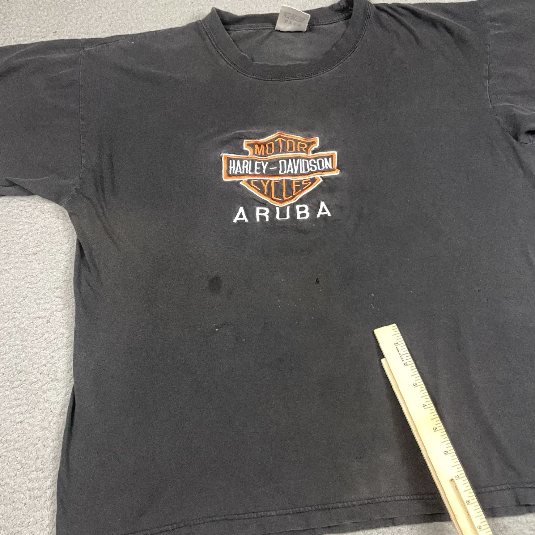 Harley Davidson VINTAGE Harley-Davidson T Shirt Adult XL Black Embroidered Motorcycle Aruba Vtg Size US XL / EU 56 / 4 - 7 Thumbnail