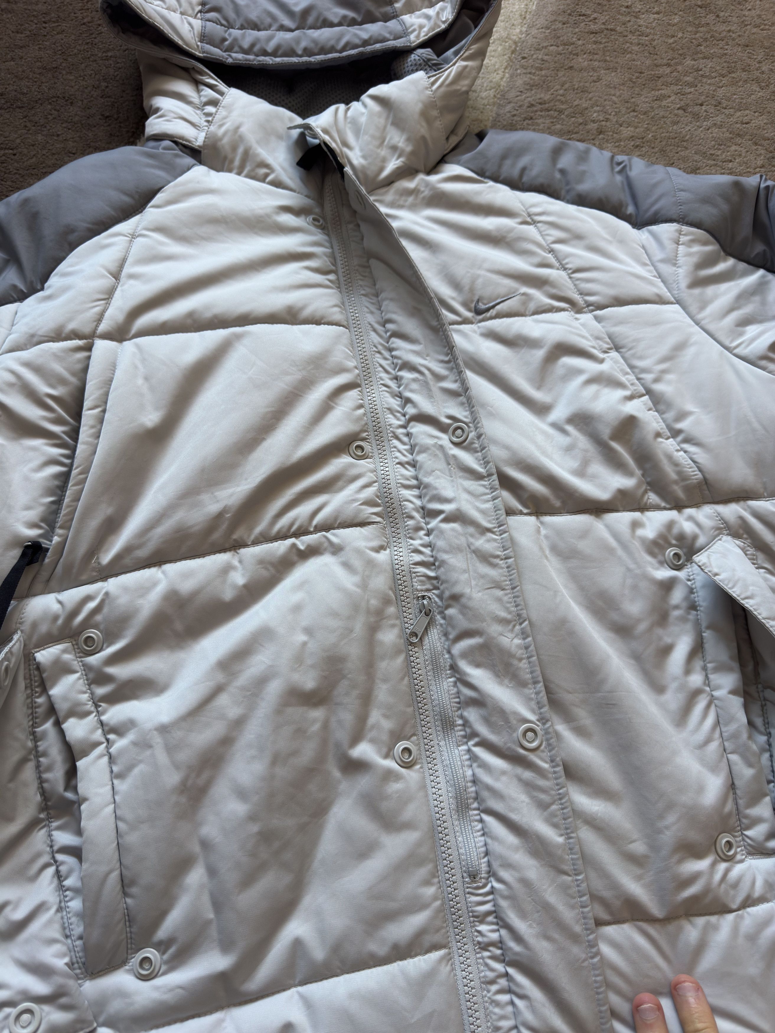 Nike Vintage Rare Nike Puffer 2000s Cool White Grey Hooded Size US M / EU 48-50 / 2 - 6 Thumbnail