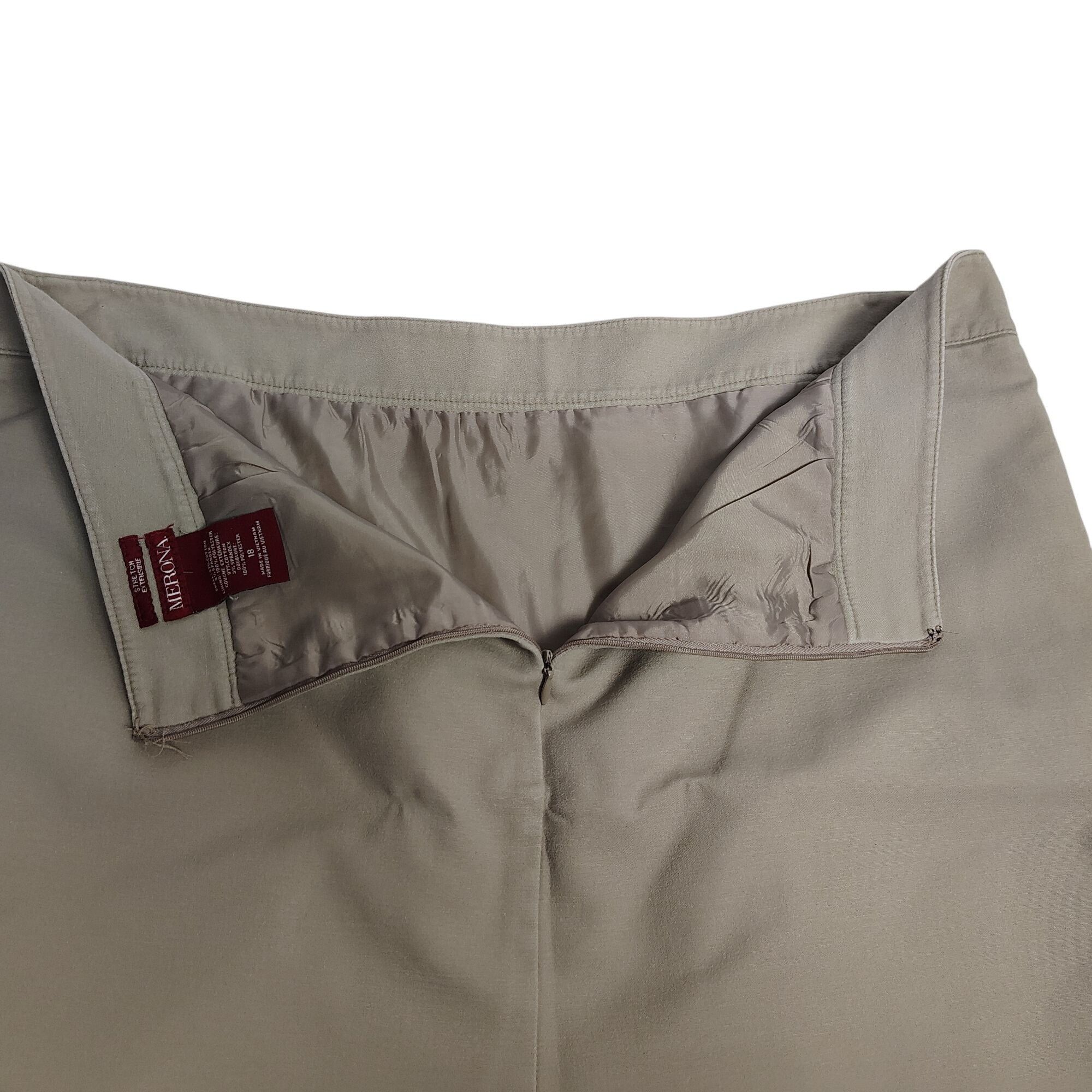 Merona Merona Womens 18 Stretch Khaki Cotton Polyester Lined Skirt Size 40" / US 18 - 3 Thumbnail