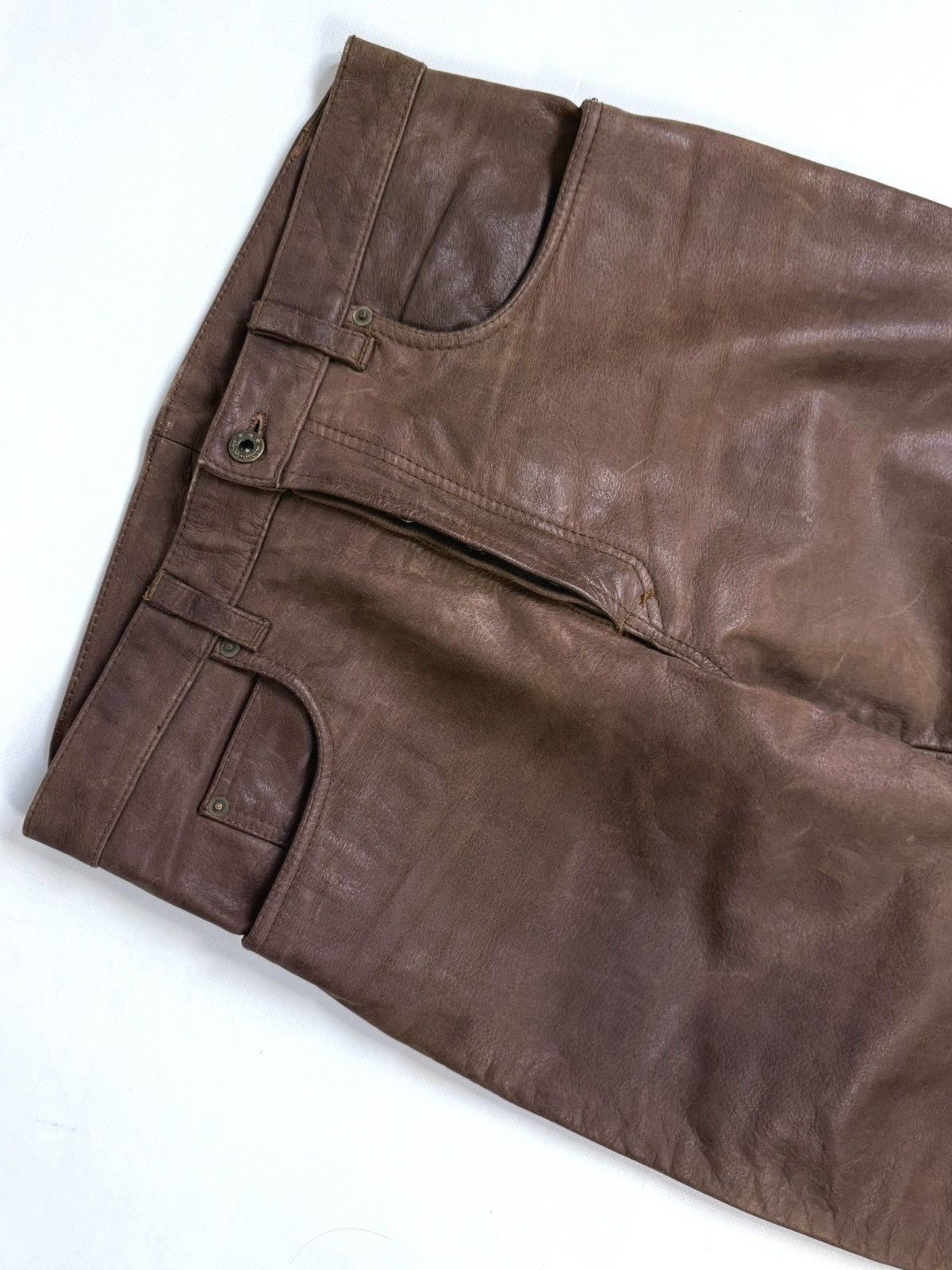 Genuine Leather Vintage 90s Stockerpoint Leather Biker Western Pants Size US 32 / EU 48 - 8 Thumbnail