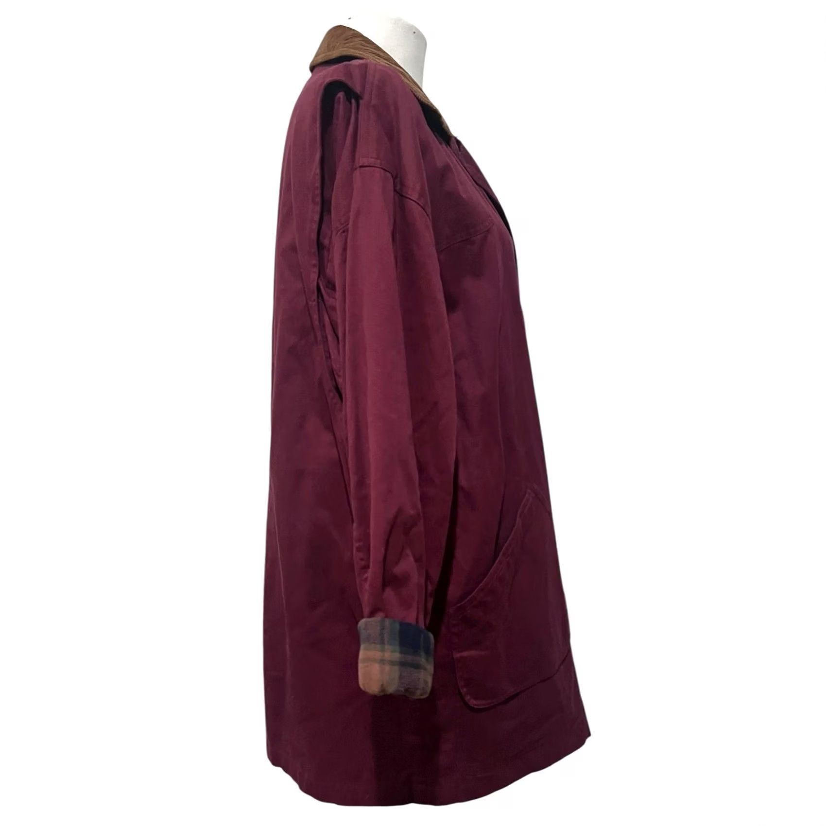 Vintage VINTAGE Outbrook Chore Jacket Womens M Burgundy Cotton Twill Plaid Lined Jacket Coat Size M / US 6-8 / IT 42-44 - 4 Thumbnail
