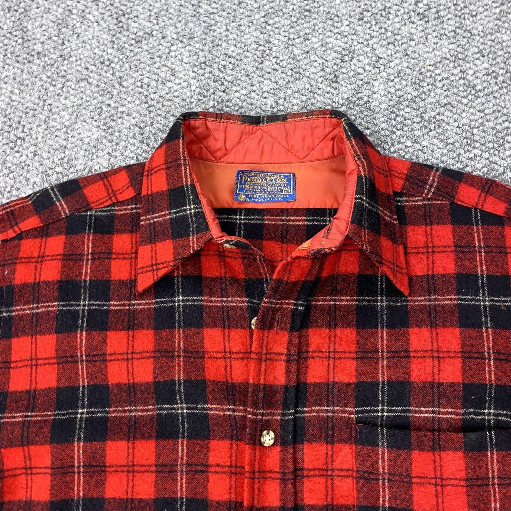 Pendleton VINTAGE Pendleton Shirt Wool Flannel Long Sleeve Plaid Red Medium 60s Mens Size US M / EU 48-50 / 2 - 2 Thumbnail