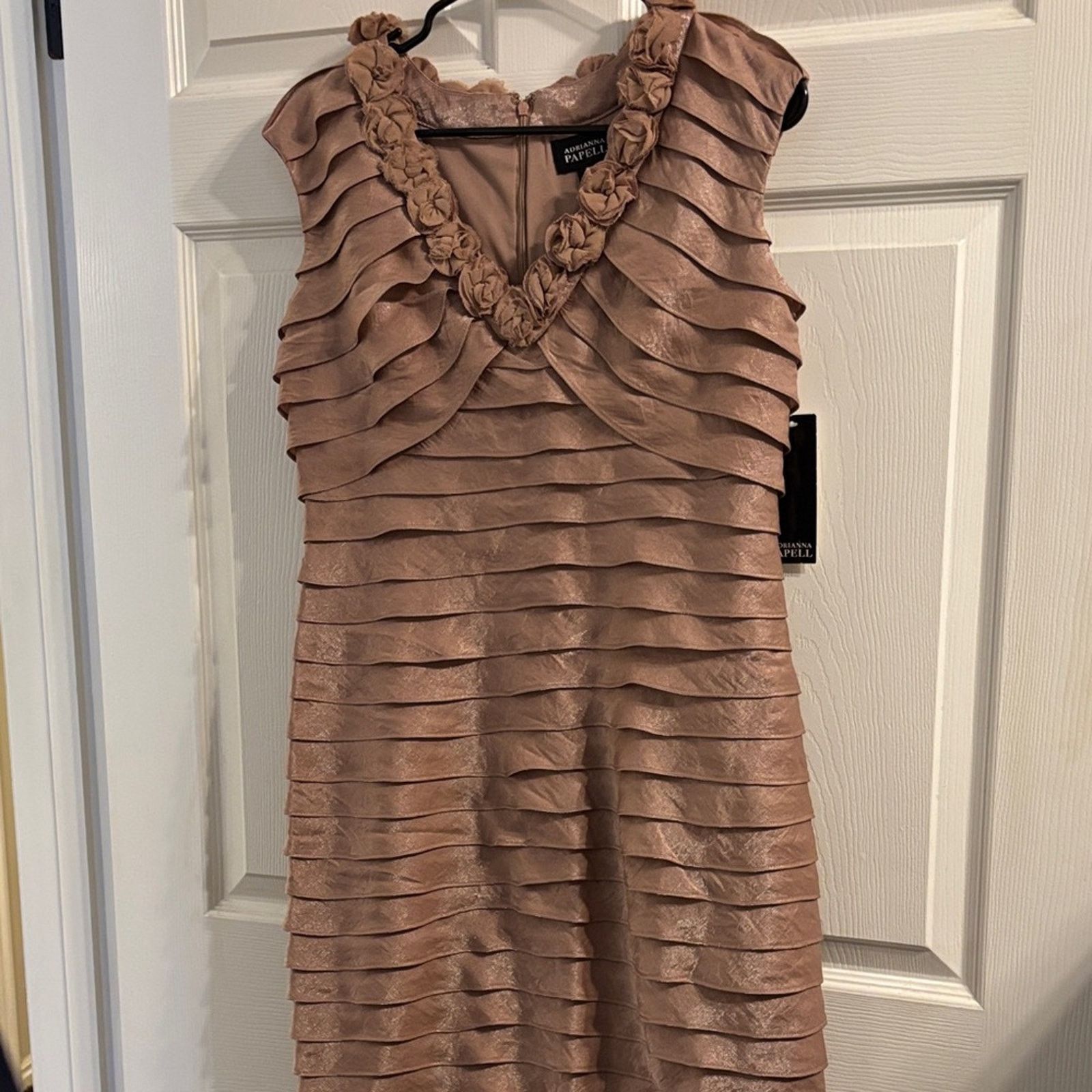 Adrianna Papell Rose Tiered Mini Dress in Pink, Women's (Size Large)