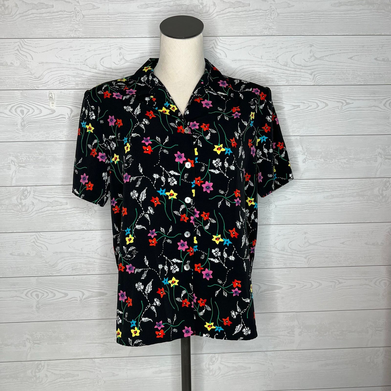 Other 80’s vintage Impressions black floral blouse Size medium Size M / US 6-8 / IT 42-44 - 1 Thumbnail